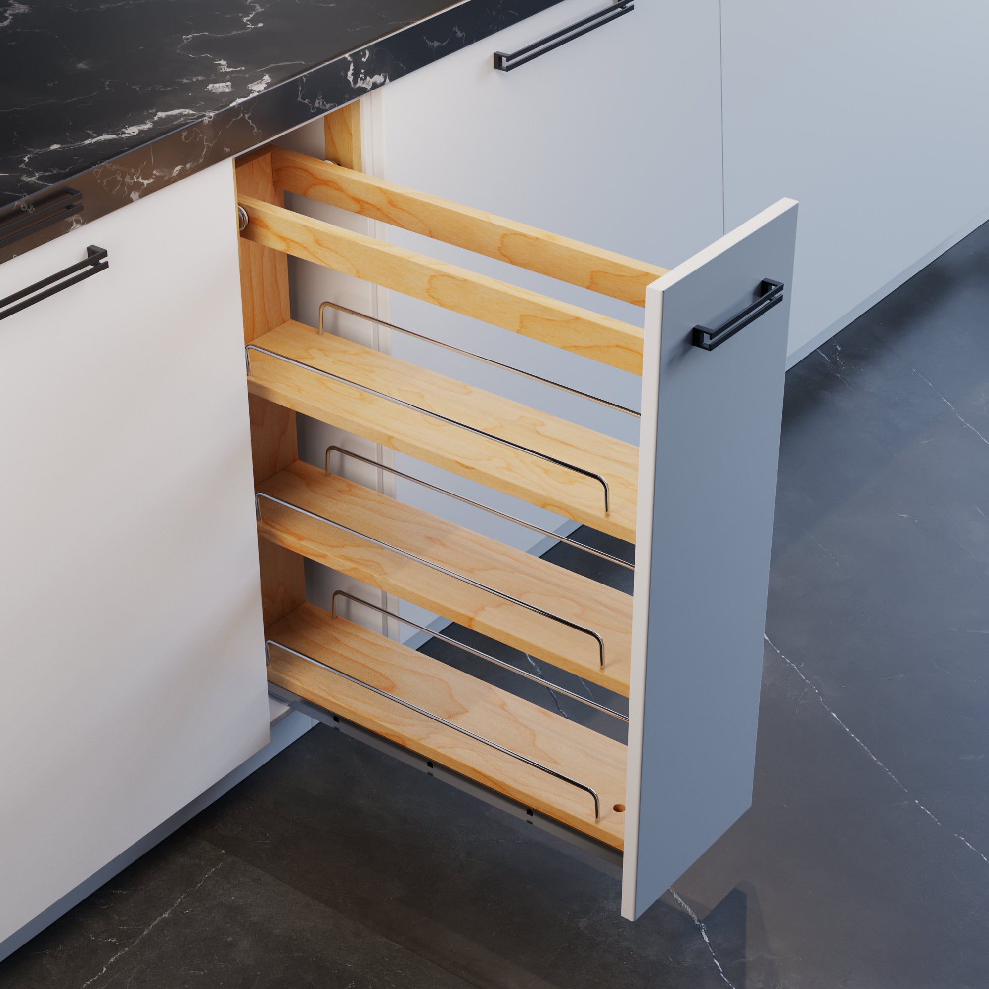 5" Base Pullout Organizer with Adjustable Shelves-4004 0524