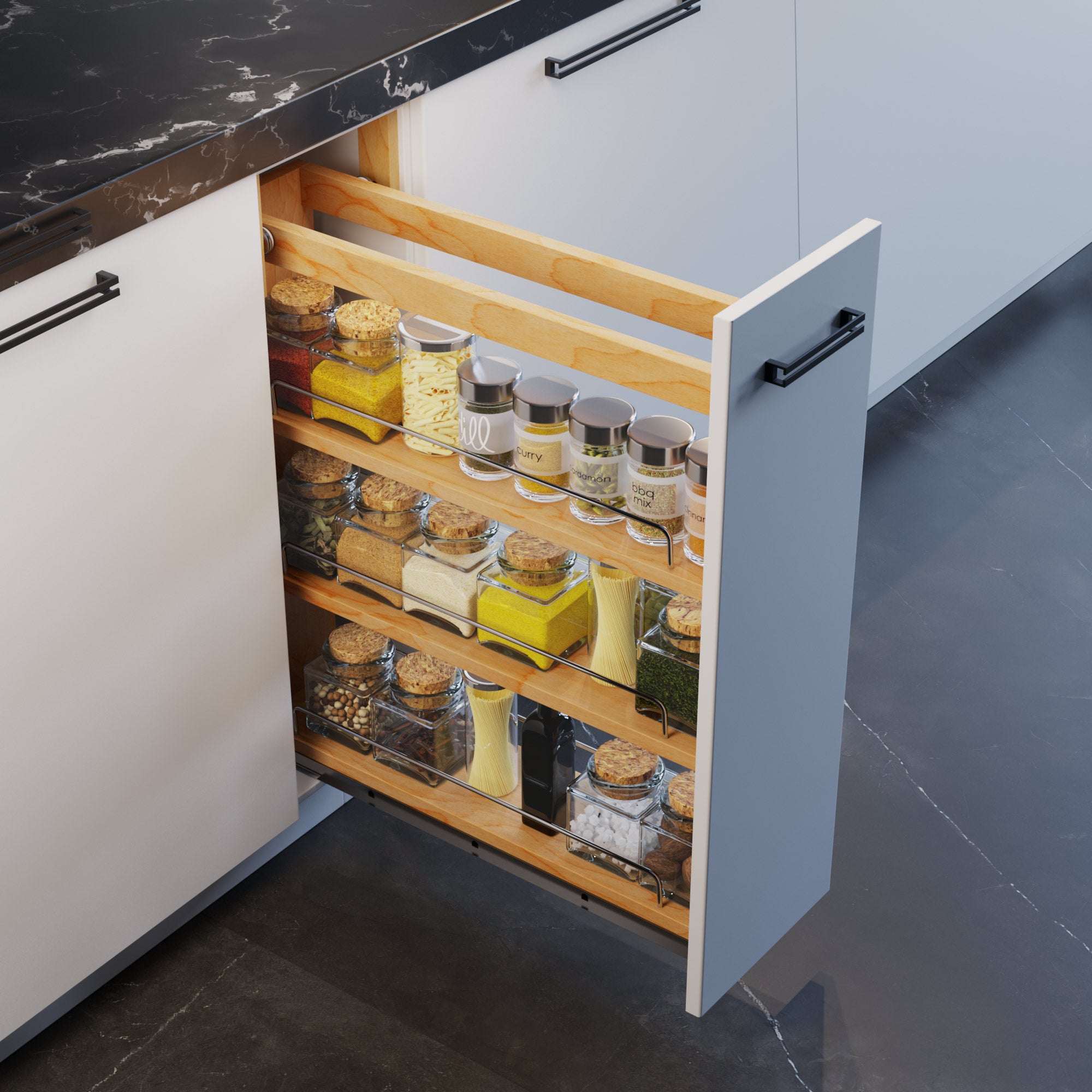 5" Base Pullout Organizer with Adjustable Shelves-4004 0524