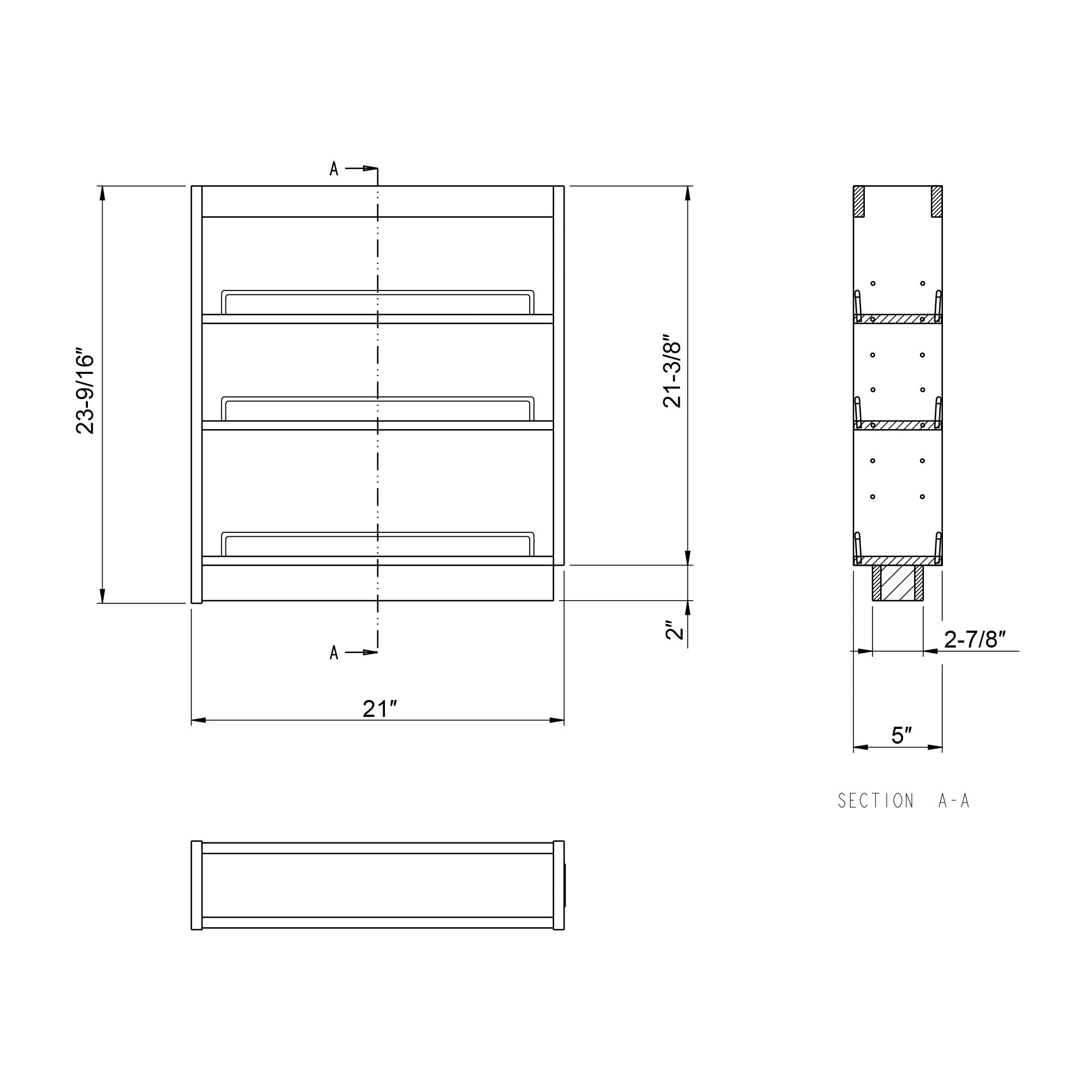 5" Base Pullout Organizer with Adjustable Shelves-4004 0524