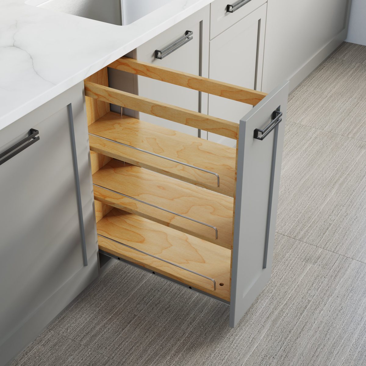 8" Base Pullout Organizer with Adjustable Shelves-4004 0824