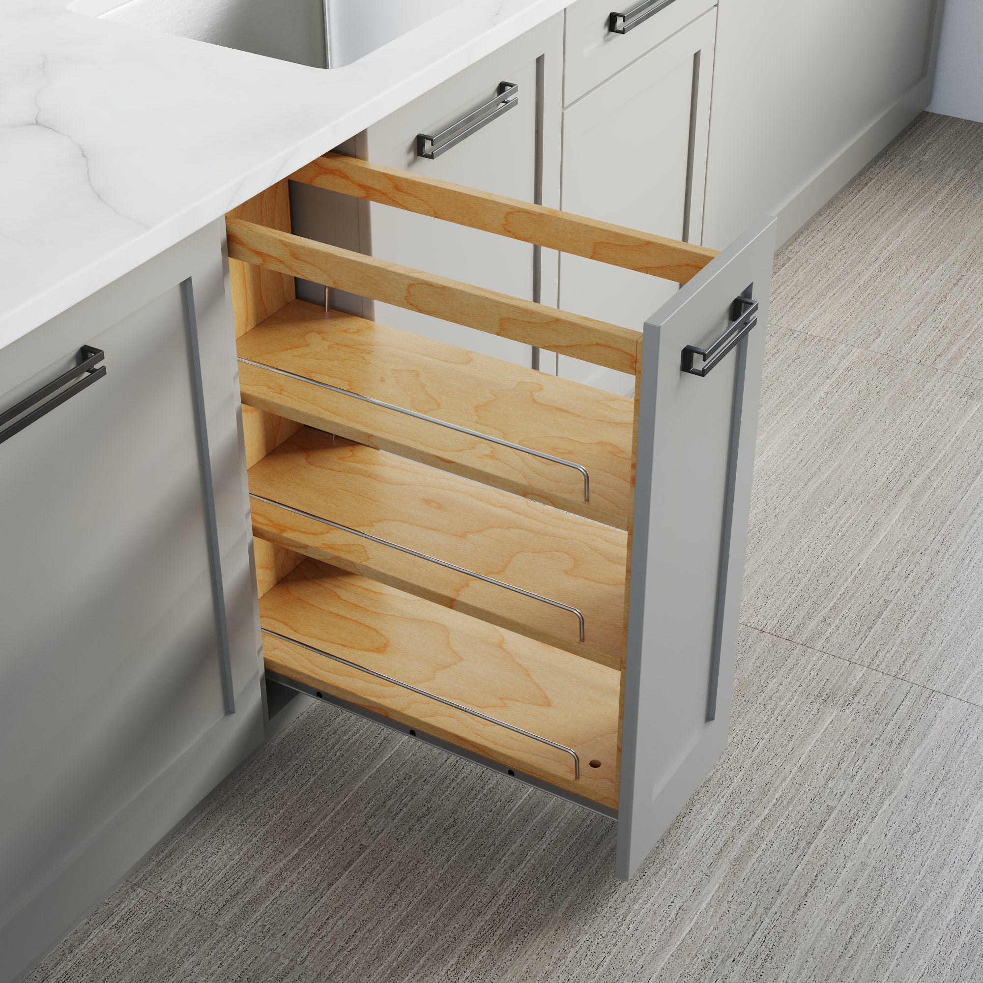 8" Base Pullout Organizer with Adjustable Shelves-4004 0824
