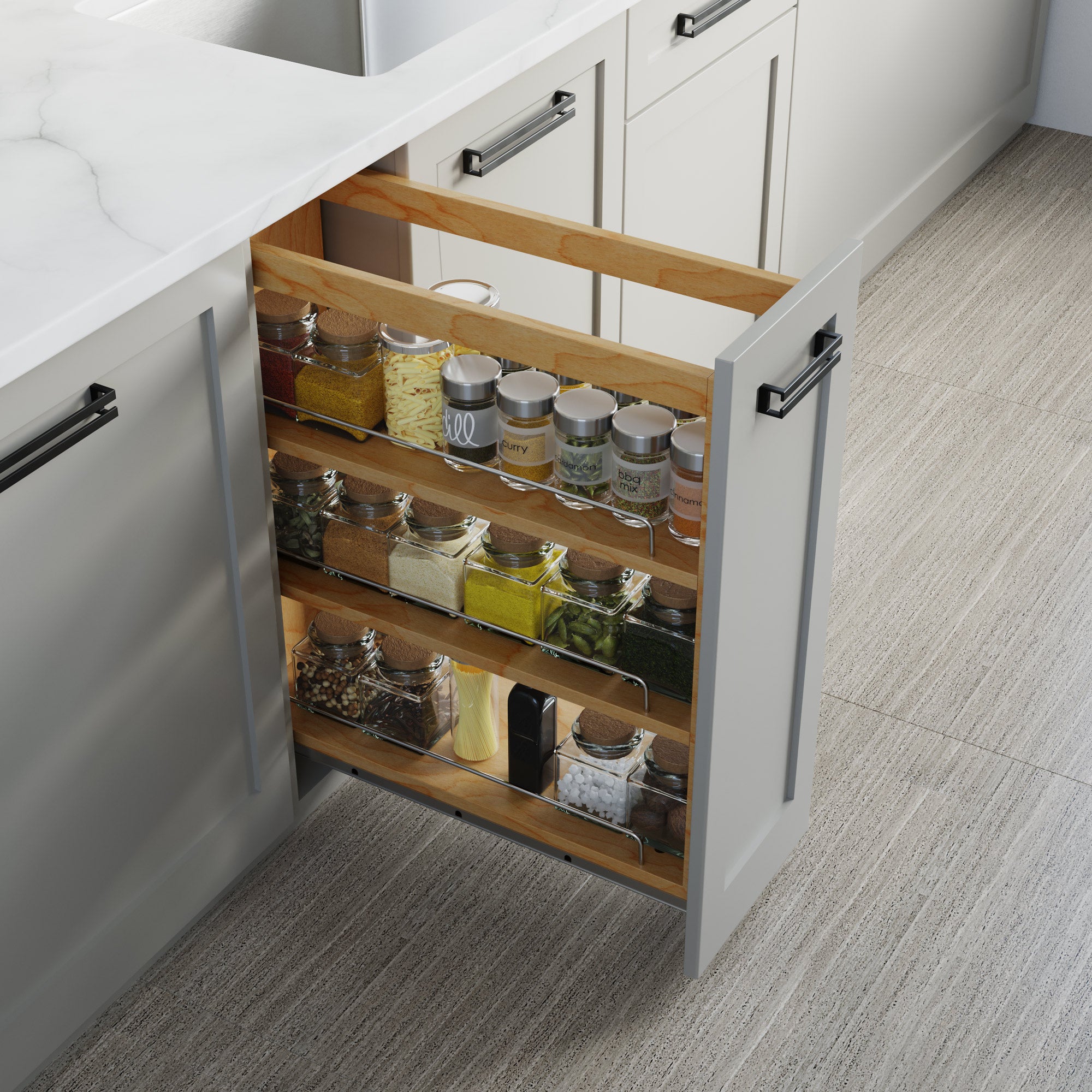 8" Base Pullout Organizer with Adjustable Shelves-4004 0824
