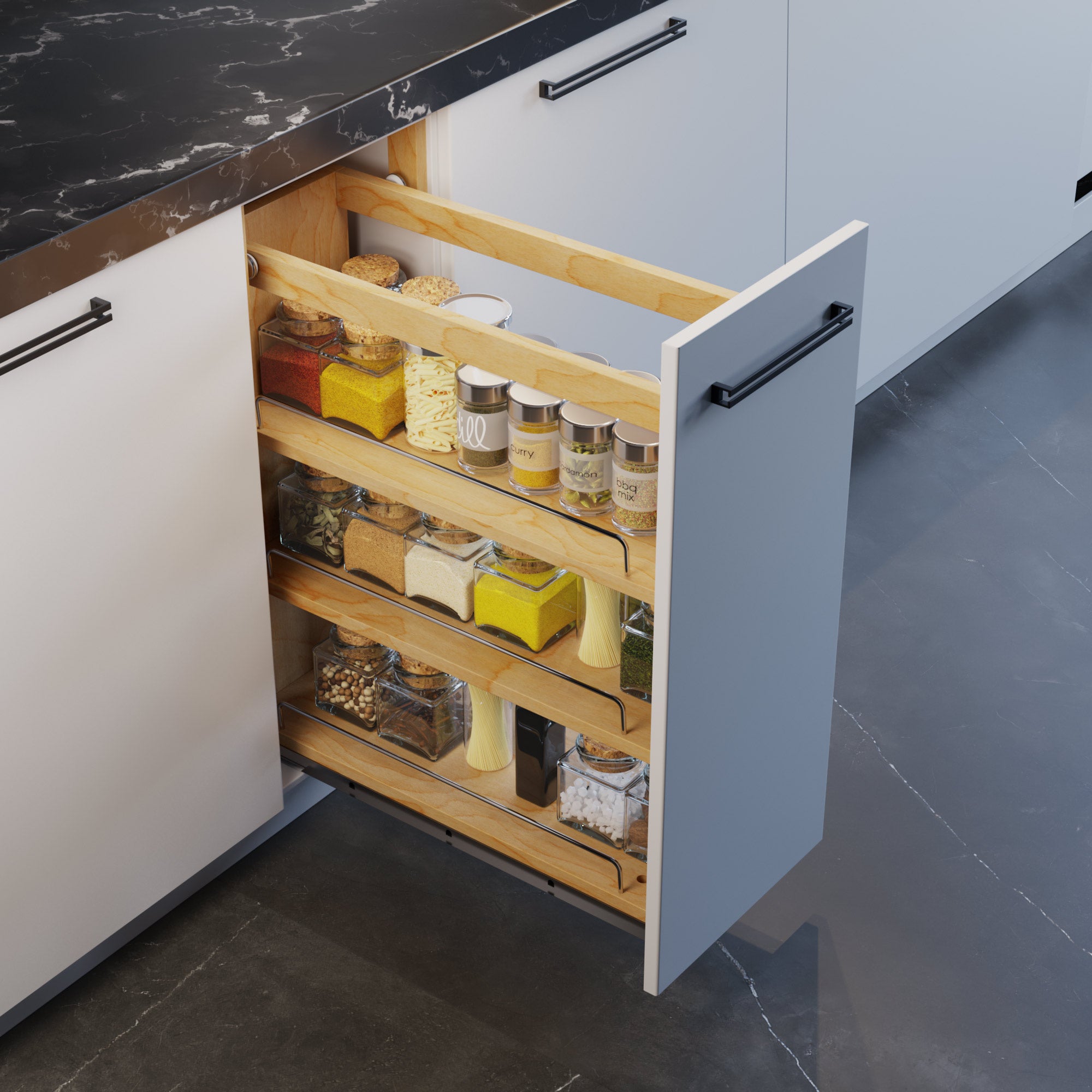 8" Base Pullout Organizer with Adjustable Shelves-4004 0824