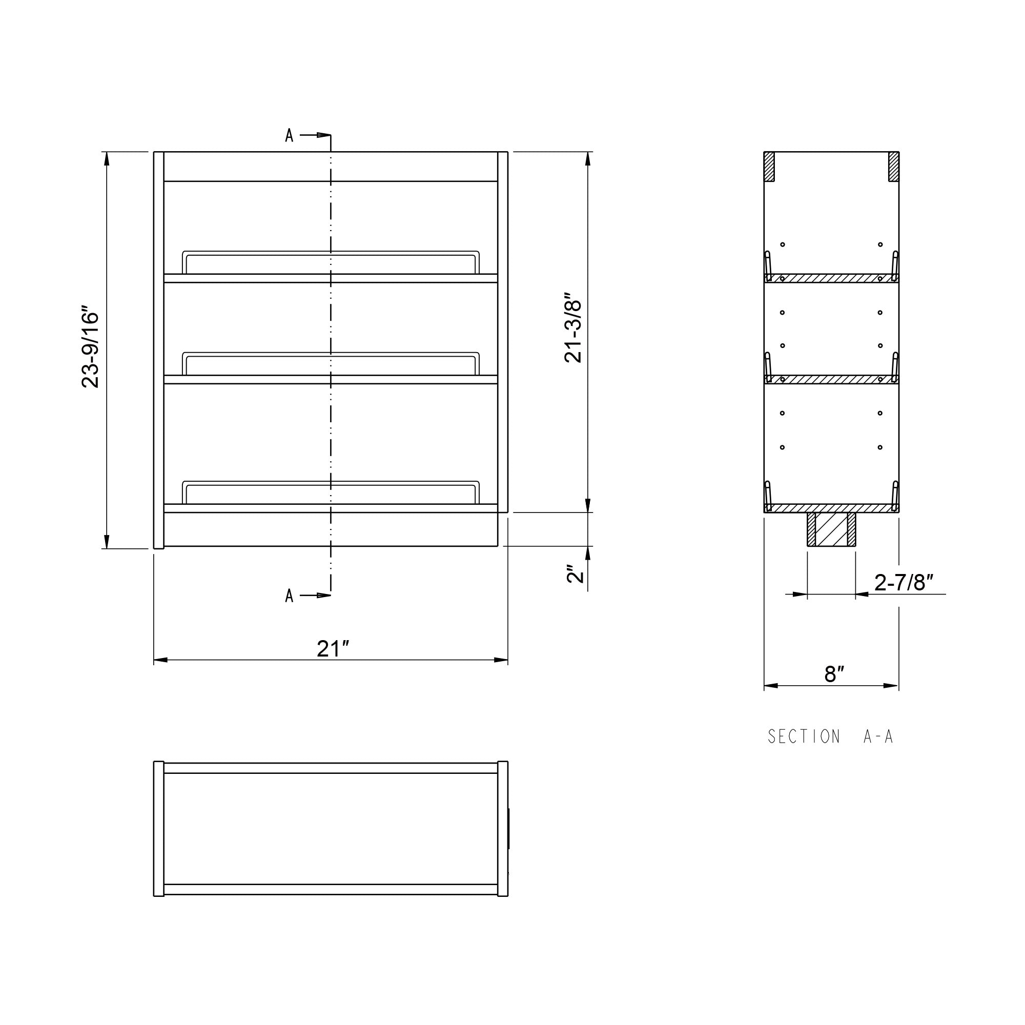 8" Base Pullout Organizer with Adjustable Shelves-4004 0824