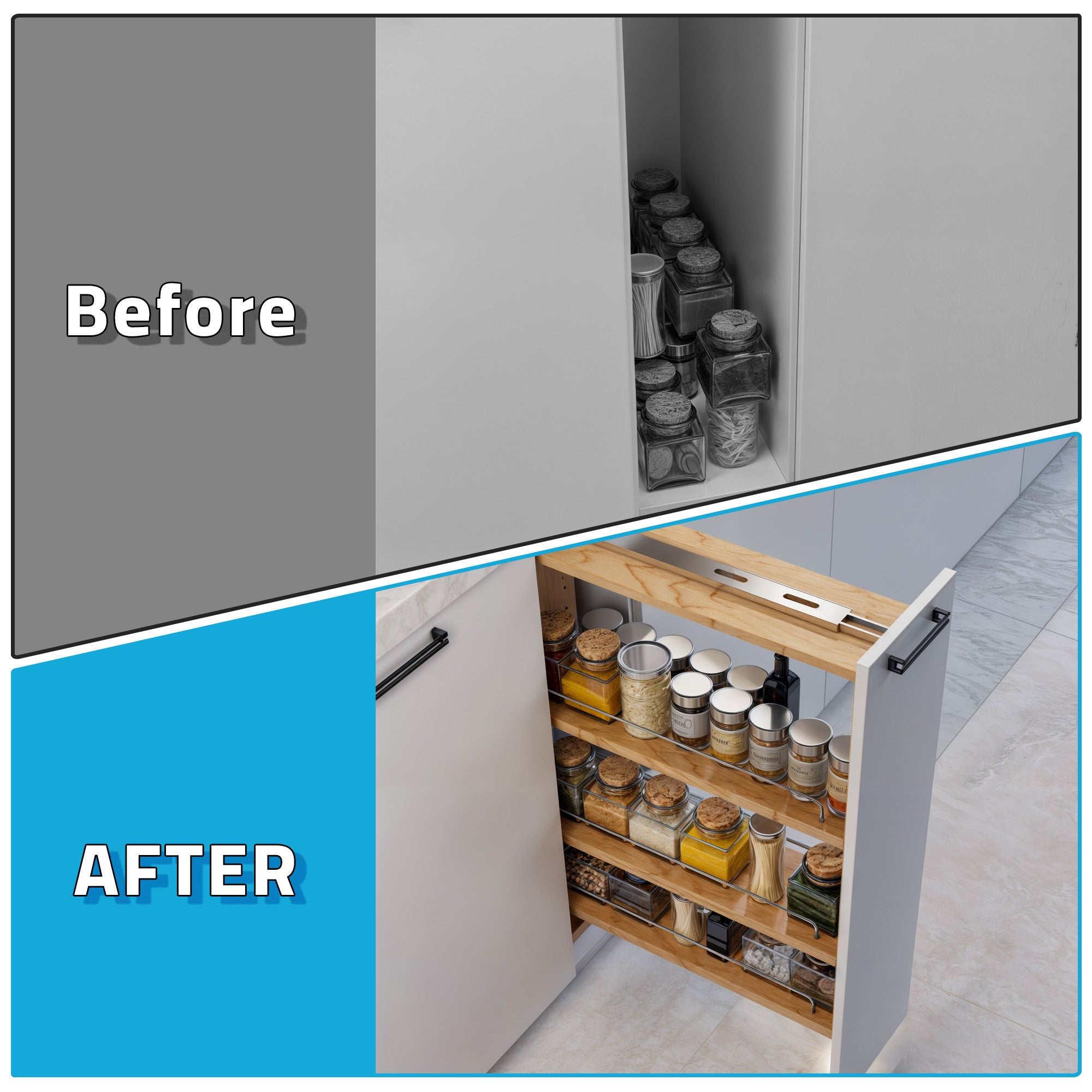6" Base Filler Pullout with Adjustable Shelves-4005 0630