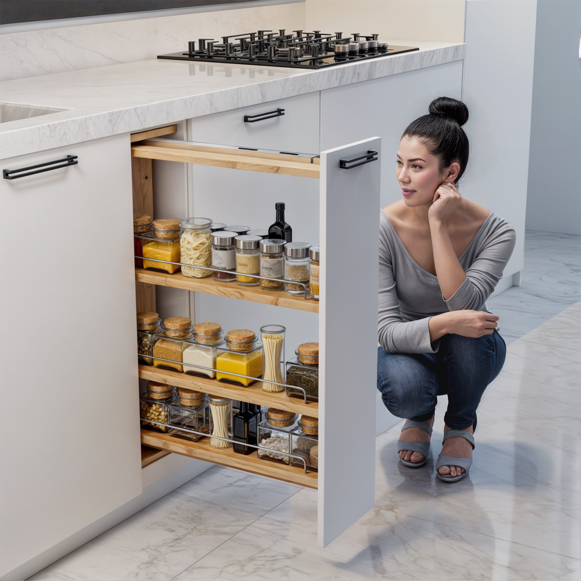 6" Base Filler Pullout with Adjustable Shelves-4005 0630