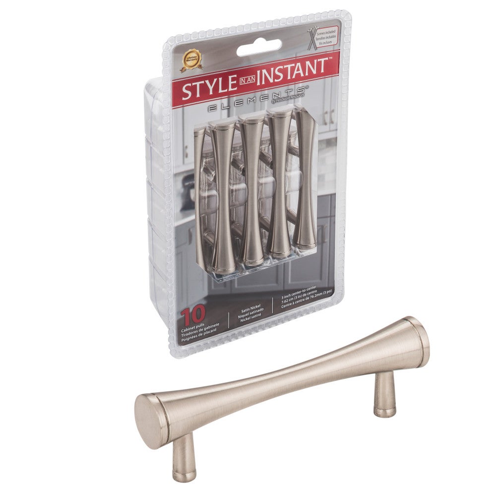 Hardware Resources 3" Center-to-Center Satin Nickel Sedona Cabinet Pull