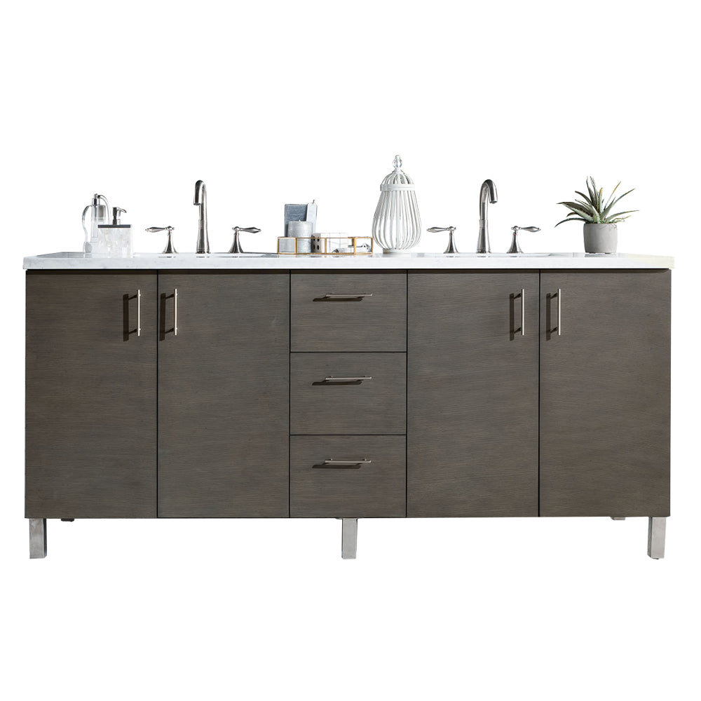 James Martin Metropolitan 72" Double Vanity in Silver Oak with 3cm Countertop