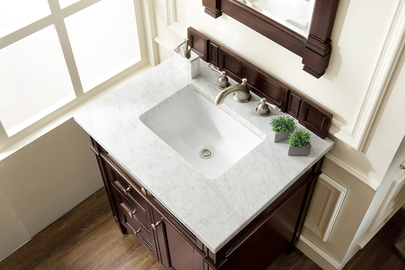James Martin Brittany 30" Single Vanity in Burnished Mahogany with 3cm Countertop