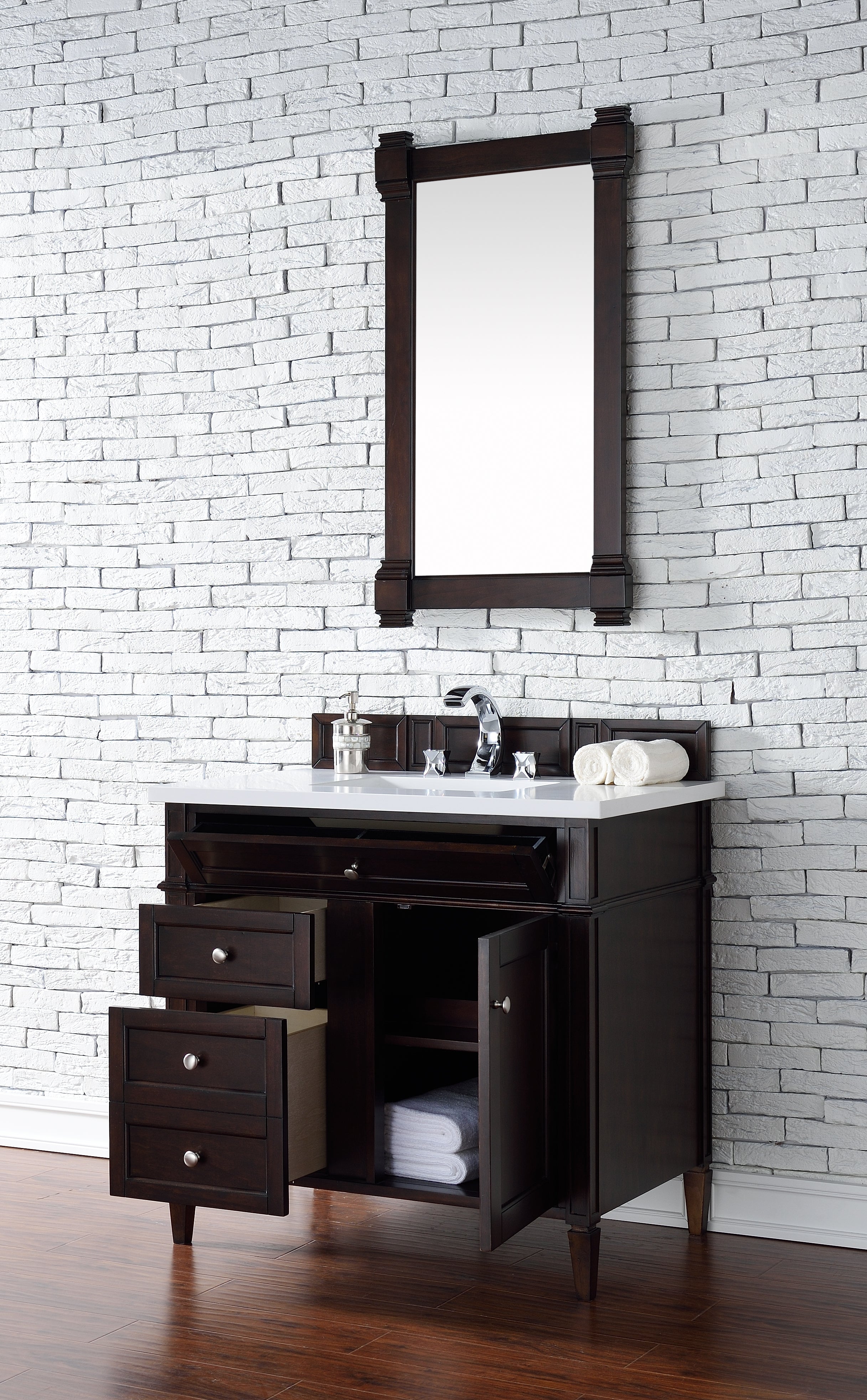 James Martin Brittany 36" Single Vanity in Burnished Mahogany with 3cm Countertop