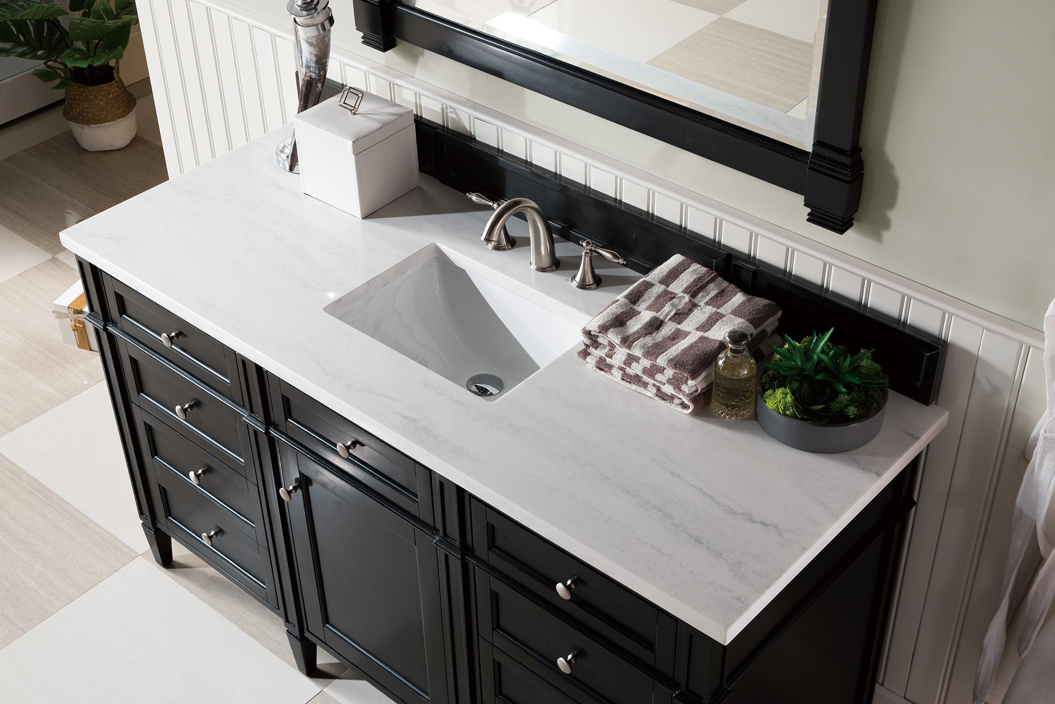 James Martin Brittany 60" Single Vanity in Black Onyx with 3cm Countertop