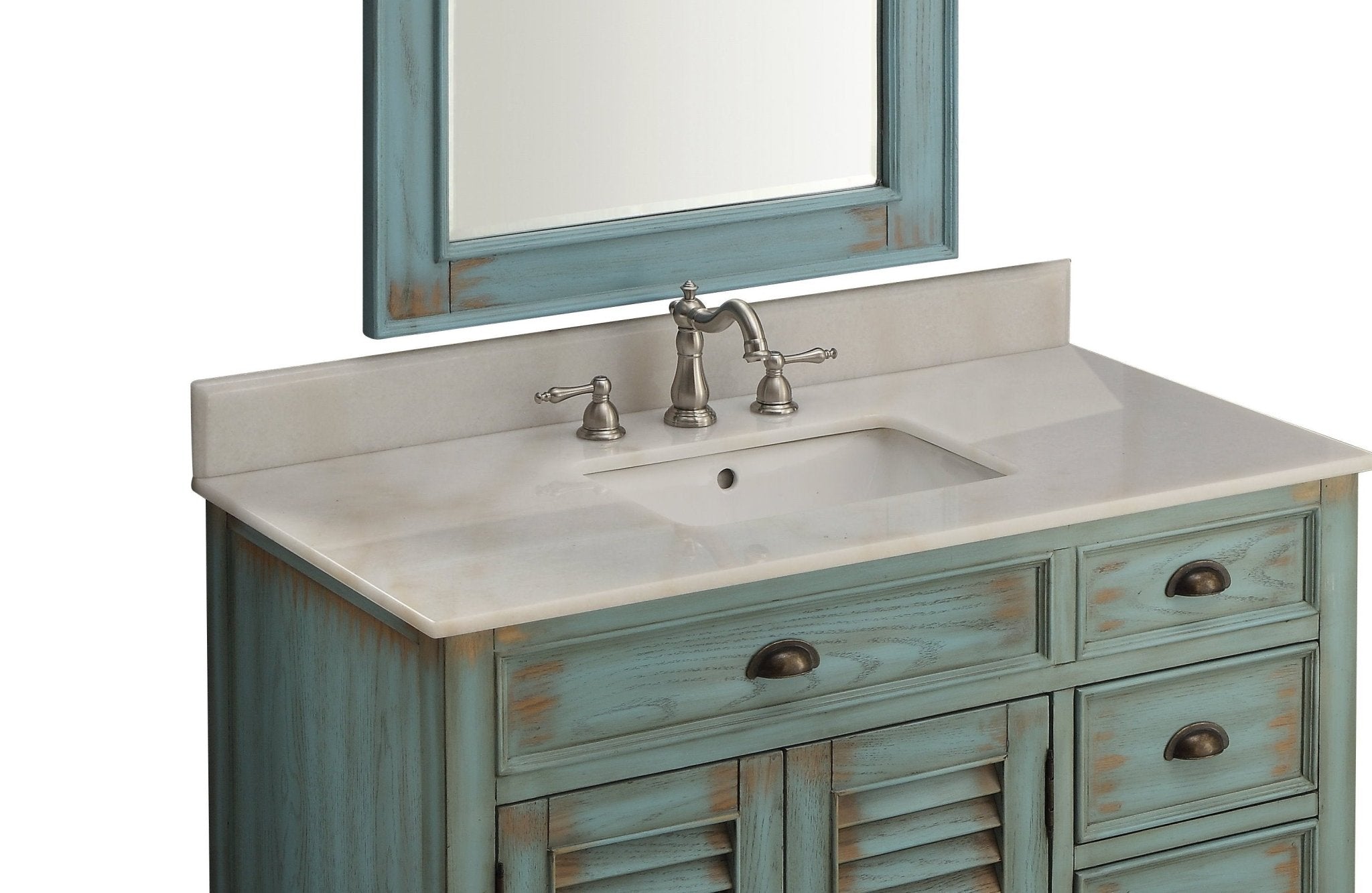 Chans Furniture CF-78888BU 42 Inch Abbeville Farmhouse Style Distressed Blue Bathroom Vanity