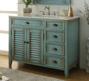 Chans Furniture CF-78888BU 42 Inch Abbeville Farmhouse Style Distressed Blue Bathroom Vanity