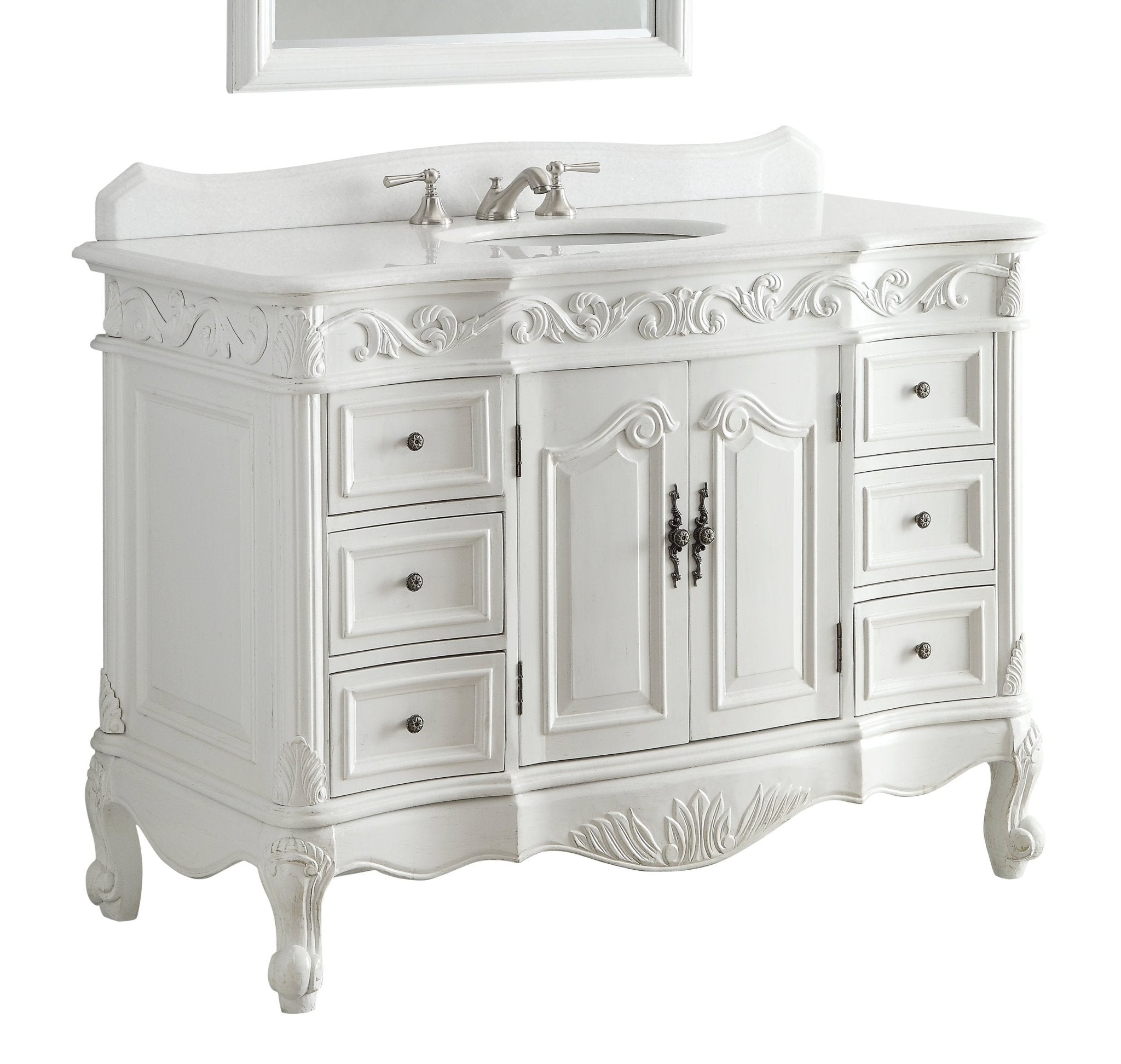Chans Furniture SW-3882W-AW-42 42 Inch Antique White Traditional Style Single Sink Beckham Bathroom Vanity