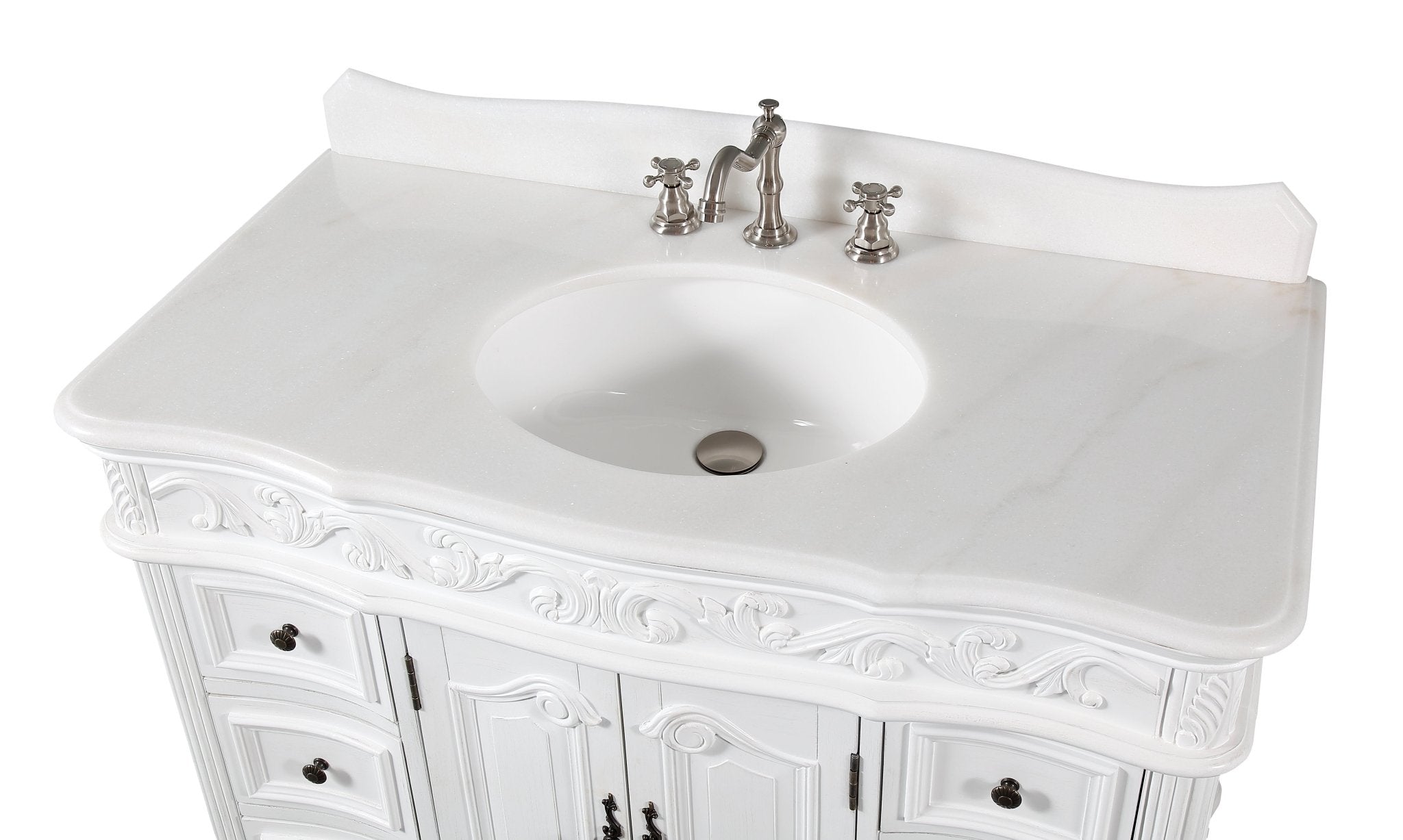 Chans Furniture SW-3882W-AW-42 42 Inch Antique White Traditional Style Single Sink Beckham Bathroom Vanity
