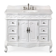 Chans Furniture SW-3882W-AW-42 42 Inch Antique White Traditional Style Single Sink Beckham Bathroom Vanity