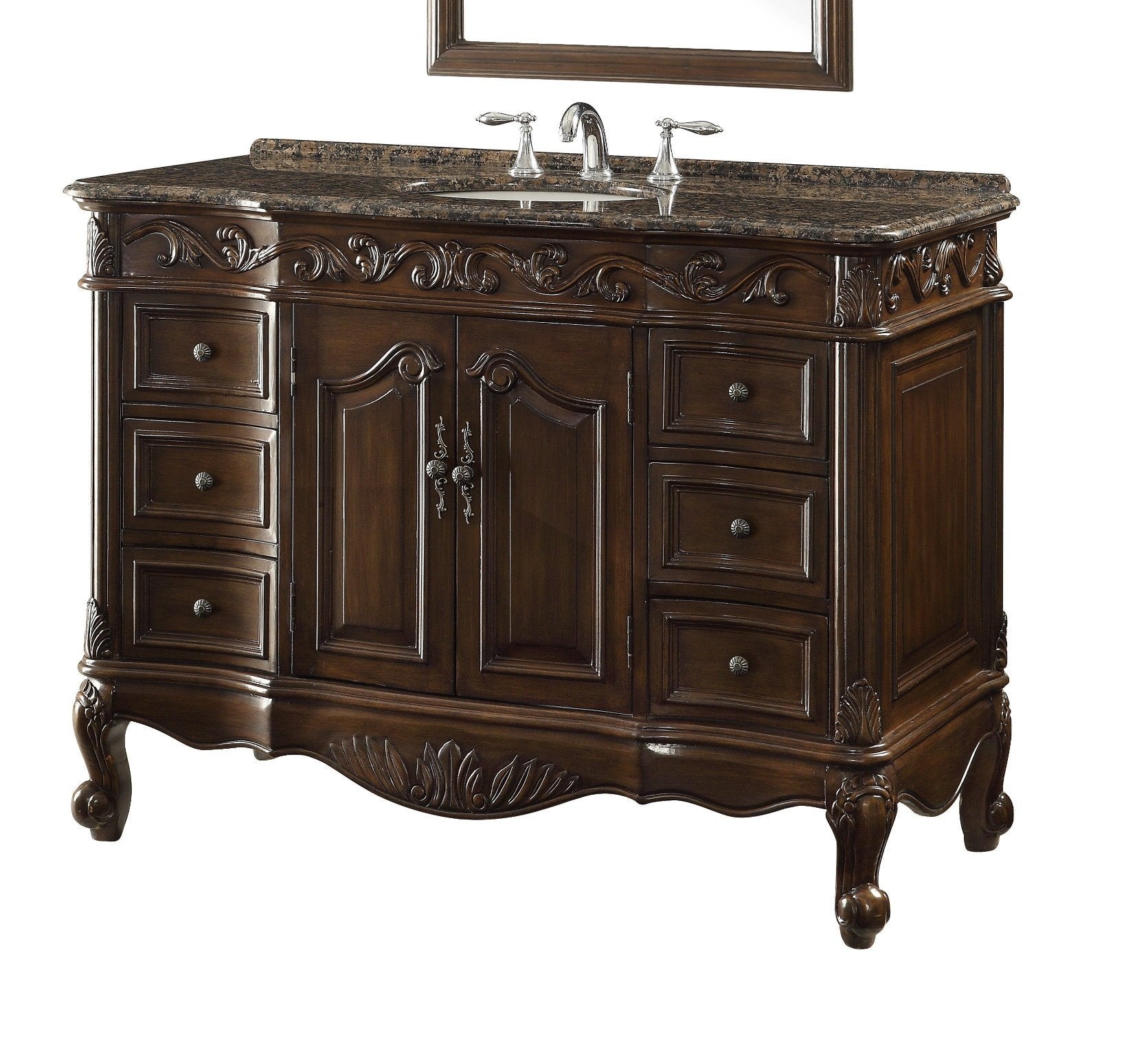 Chans Furniture SW-3882SB-TK-42 42 Inch Dark Brown Traditional Style Single Sink Baltic Brown Countertop Beckham Bathroom Vanity