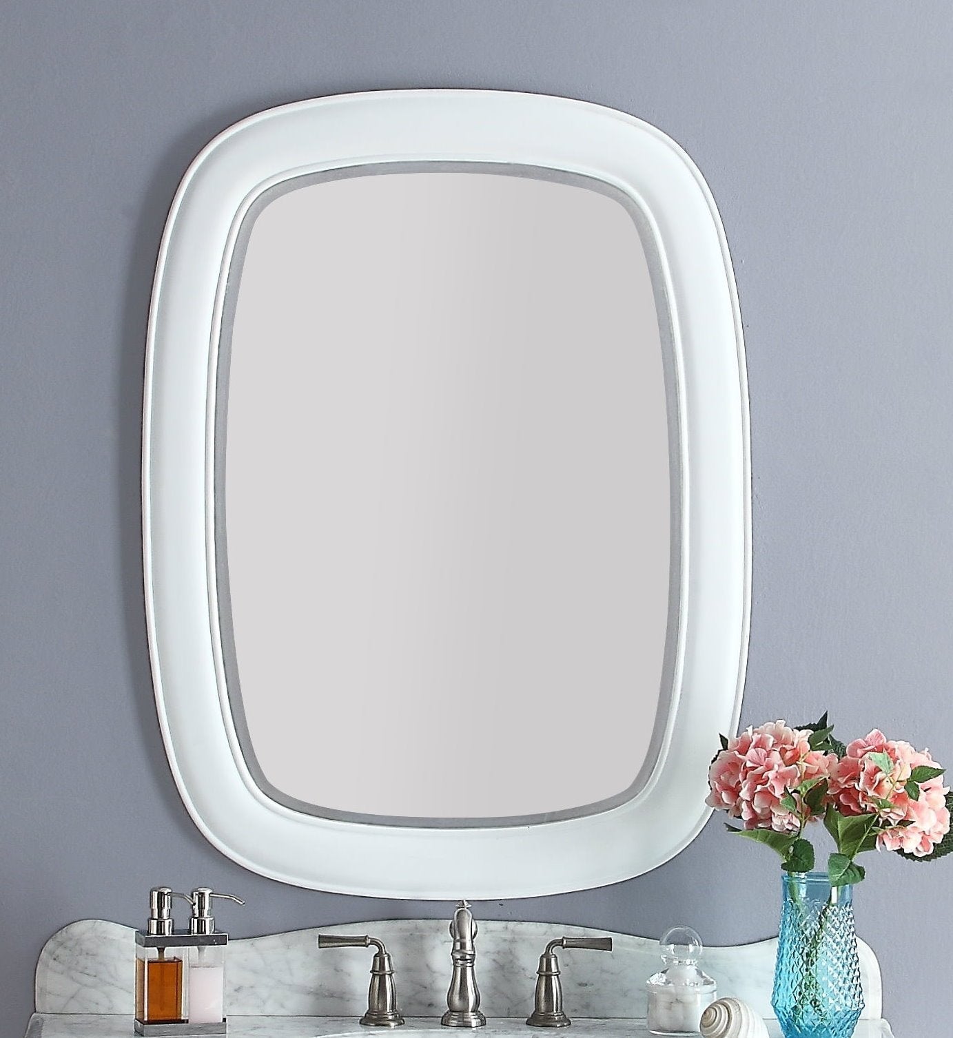 Chans Furniture Q1044W 42" Benton Collection Carrara Marble Top Sesto White Bathroom Vanity