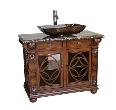 Chans Furniture HF-1217GF 42" Benton Collection Italian Portoro Marble Top Vigo Bathroom Sink Vanity