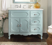 Chans Furniture GD-1509LB 42 Inch Light Blue Charming Cottage Chic Knoxville Vanity With Marble Top