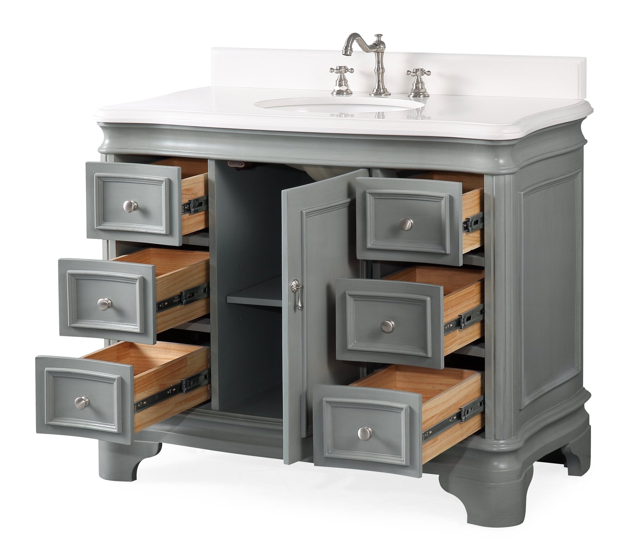 Chans Furniture 1044CK-QT 42" Benton Collection Modern Style Sesto Grey Bathroom Vanity