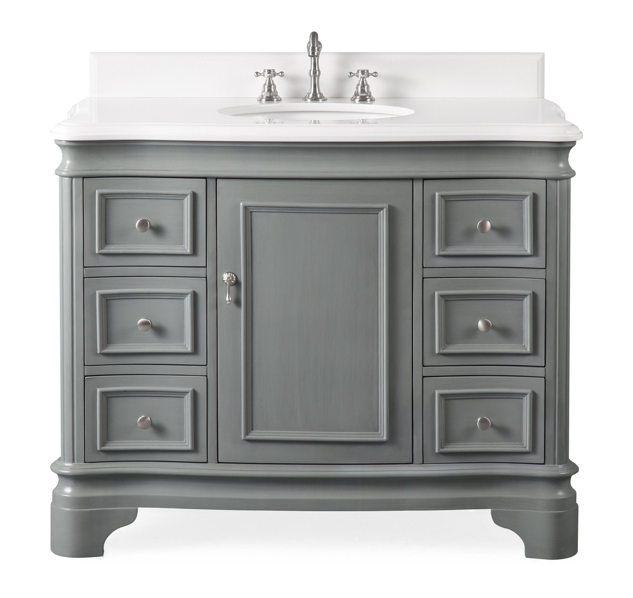 Chans Furniture 1044CK-QT 42" Benton Collection Modern Style Sesto Grey Bathroom Vanity