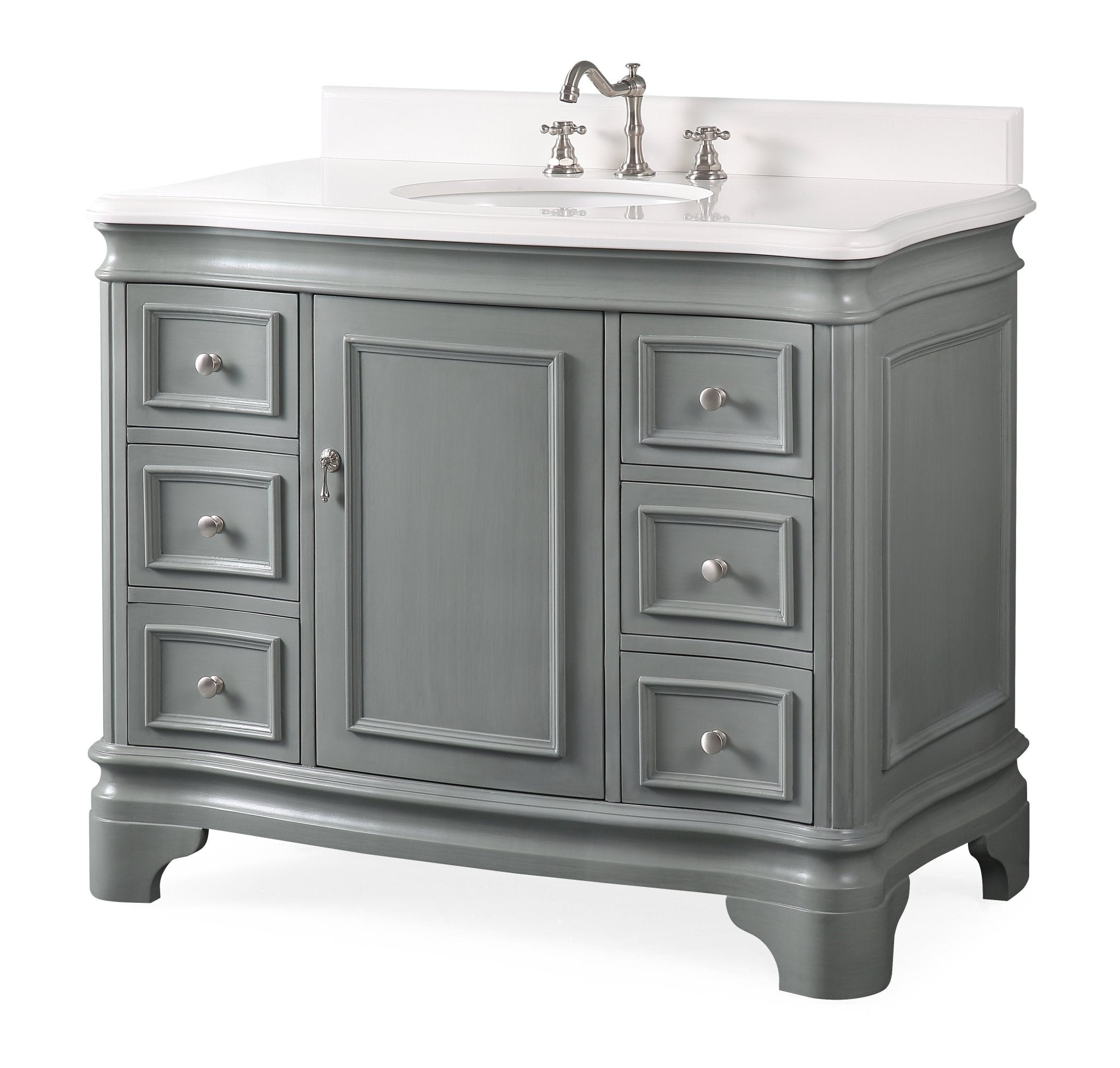 Chans Furniture 1044CK-QT 42" Benton Collection Modern Style Sesto Grey Bathroom Vanity