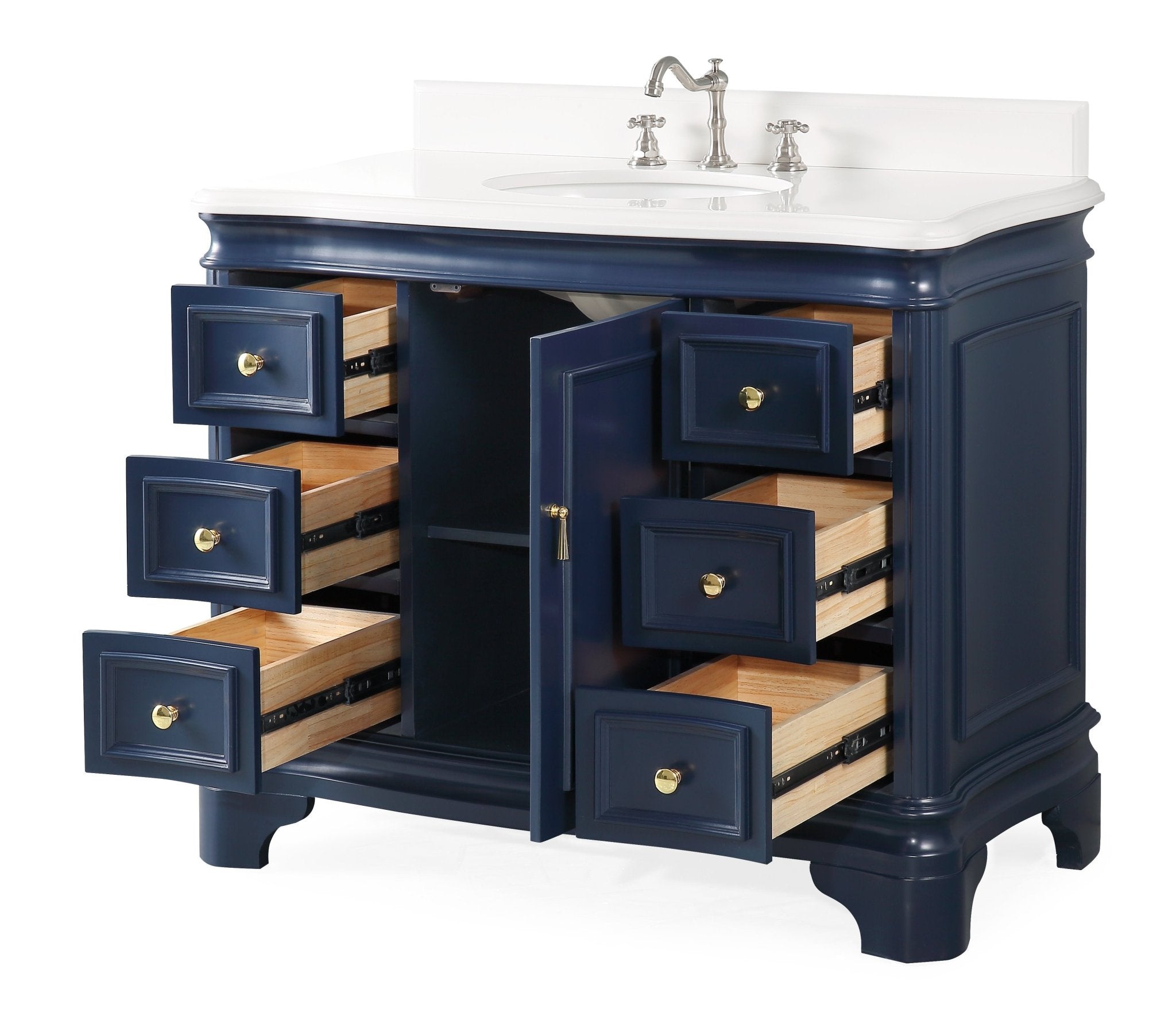 Chans Furniture 1044NB-QT 42" Benton Collection Sesto Navy Blue Bathroom Vanity
