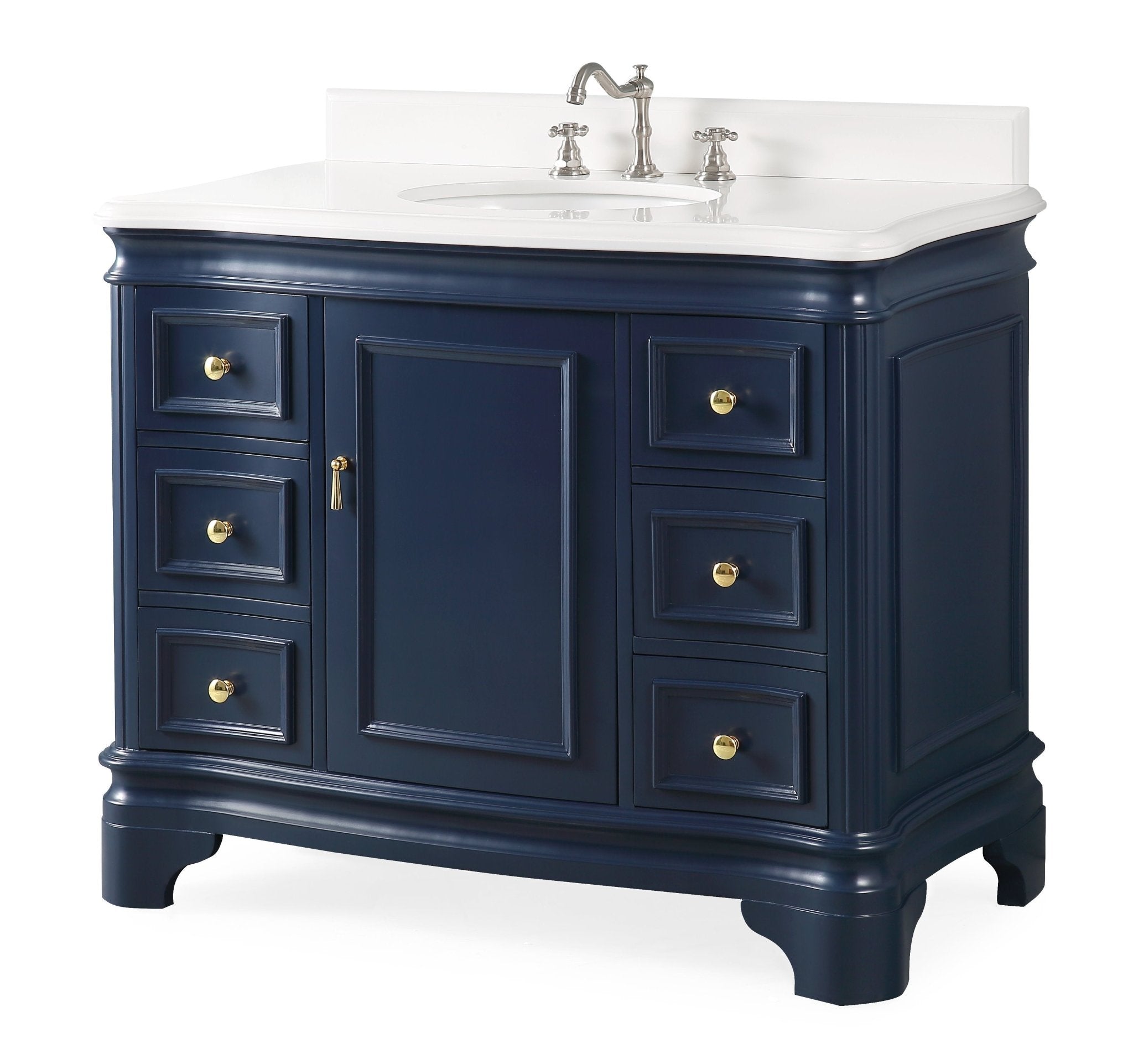 Chans Furniture 1044NB-QT 42" Benton Collection Sesto Navy Blue Bathroom Vanity