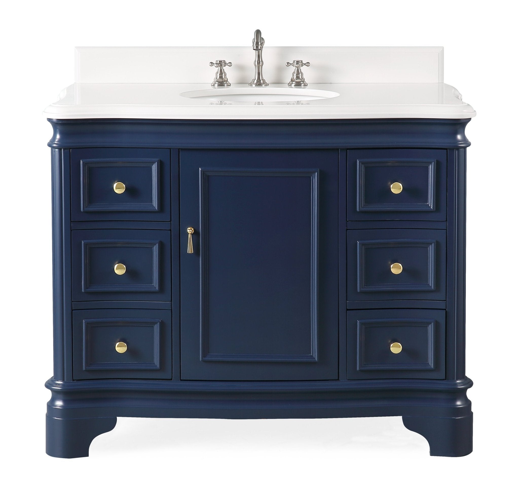 Chans Furniture 1044NB-QT 42" Benton Collection Sesto Navy Blue Bathroom Vanity