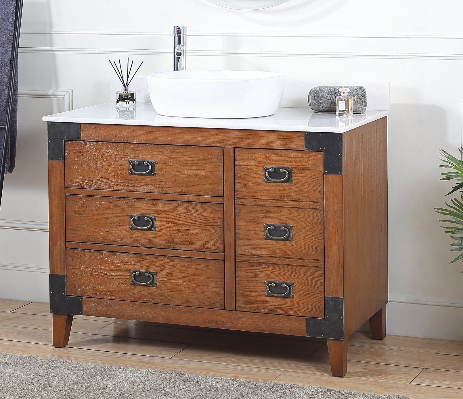 Chans Furniture CF-35542-BO 42" Benton Collection Vessel Sink Traditional Style Bathroom Vanity Akira