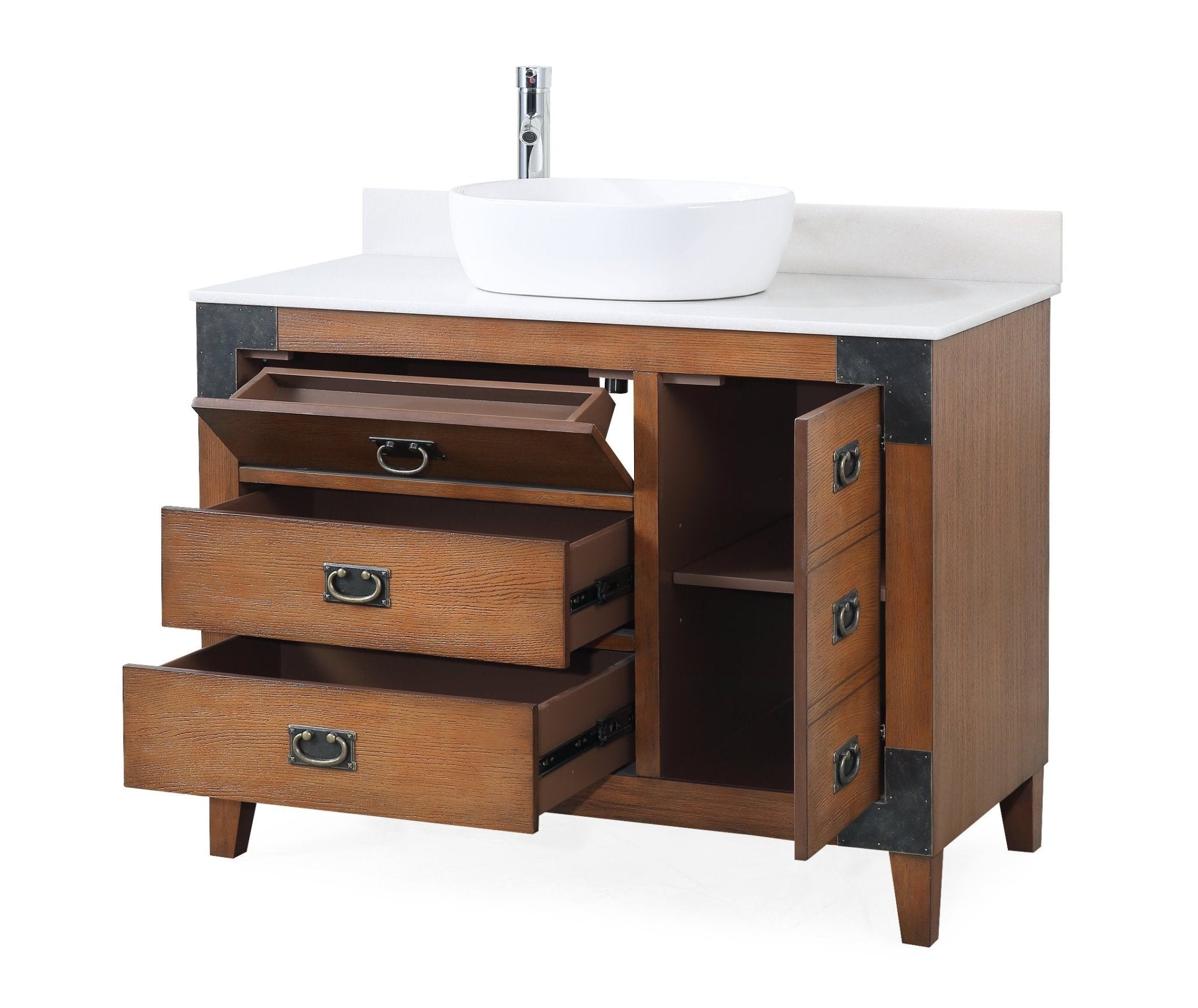 Chans Furniture CF-35542-BO 42" Benton Collection Vessel Sink Traditional Style Bathroom Vanity Akira