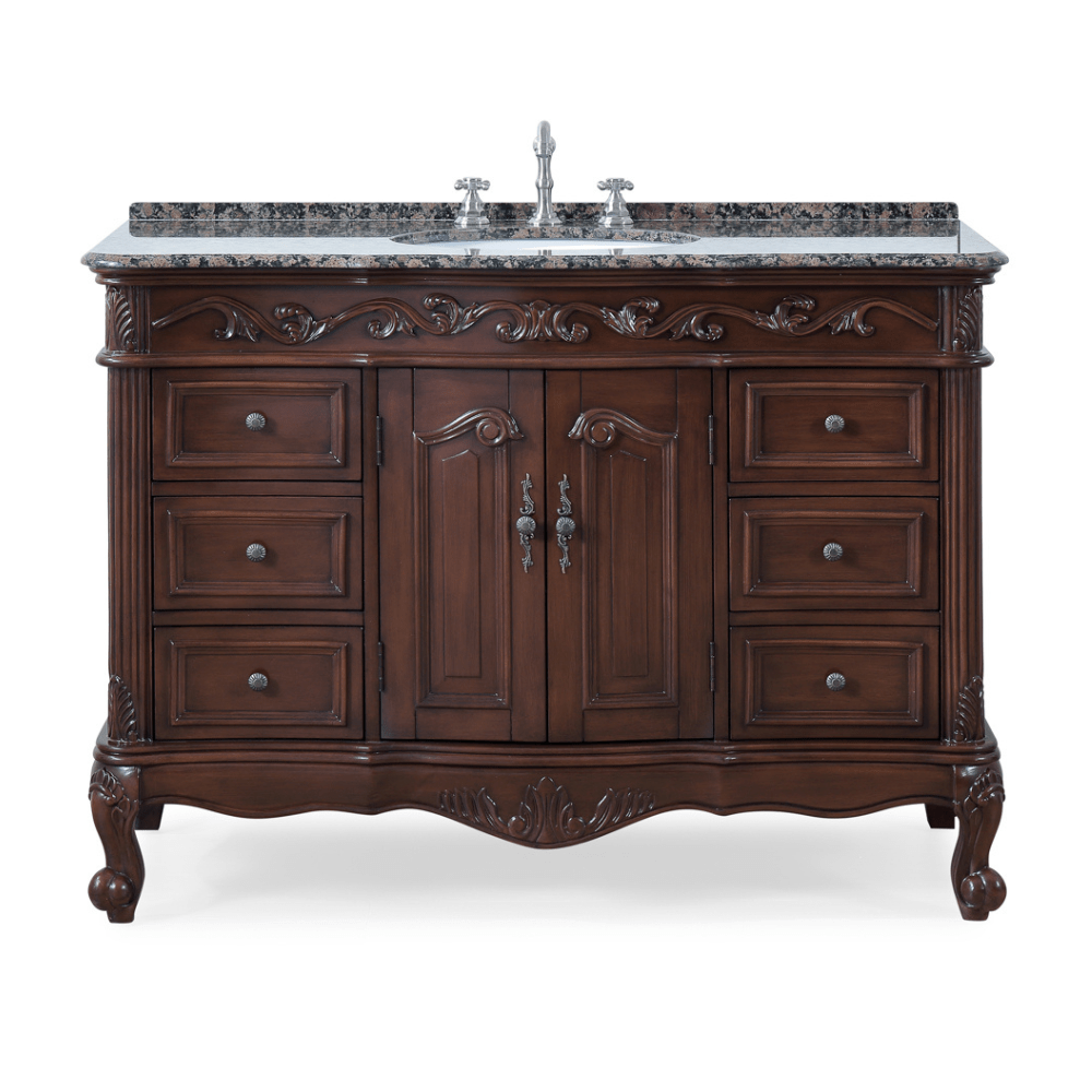 Chans Furniture SW-3882SB-TK-42 42 Inch Dark Brown Traditional Style Single Sink Baltic Brown Countertop Beckham Bathroom Vanity