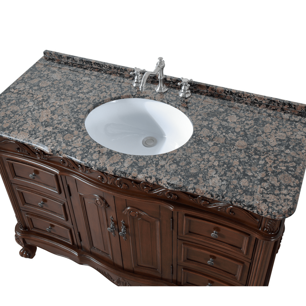 Chans Furniture SW-3882SB-TK-42 42 Inch Dark Brown Traditional Style Single Sink Baltic Brown Countertop Beckham Bathroom Vanity