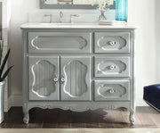 Chans Furniture GD-1509CK 42 Inch Gray Charming Cottage Chic Knoxville Vanity With Marble Top