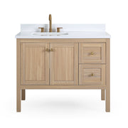 Chans Furniture GD-2462WD-42 42 Inch Modern Light Oak Sera Single Sink Bathroom Vanity With White Quartz Top