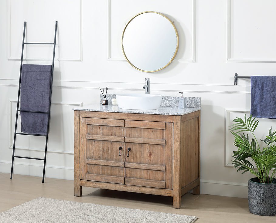 Chans Furniture TW-4342WD-QT 42 Inch Natural Wood Artisan Style Single Sink Lindor Bathroom Vanity