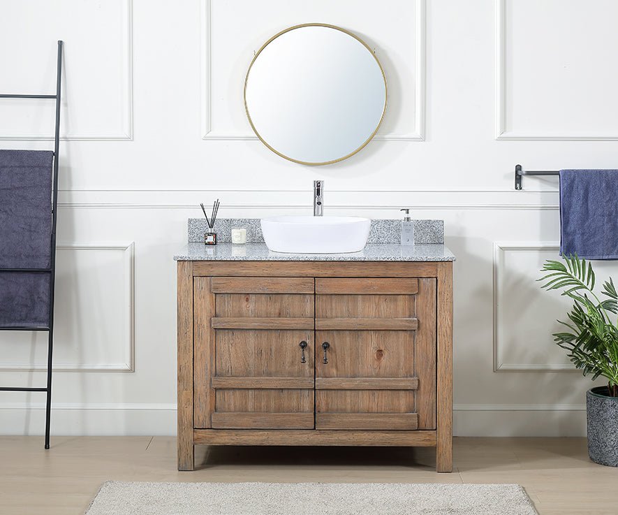 Chans Furniture TW-4342WD-QT 42 Inch Natural Wood Artisan Style Single Sink Lindor Bathroom Vanity