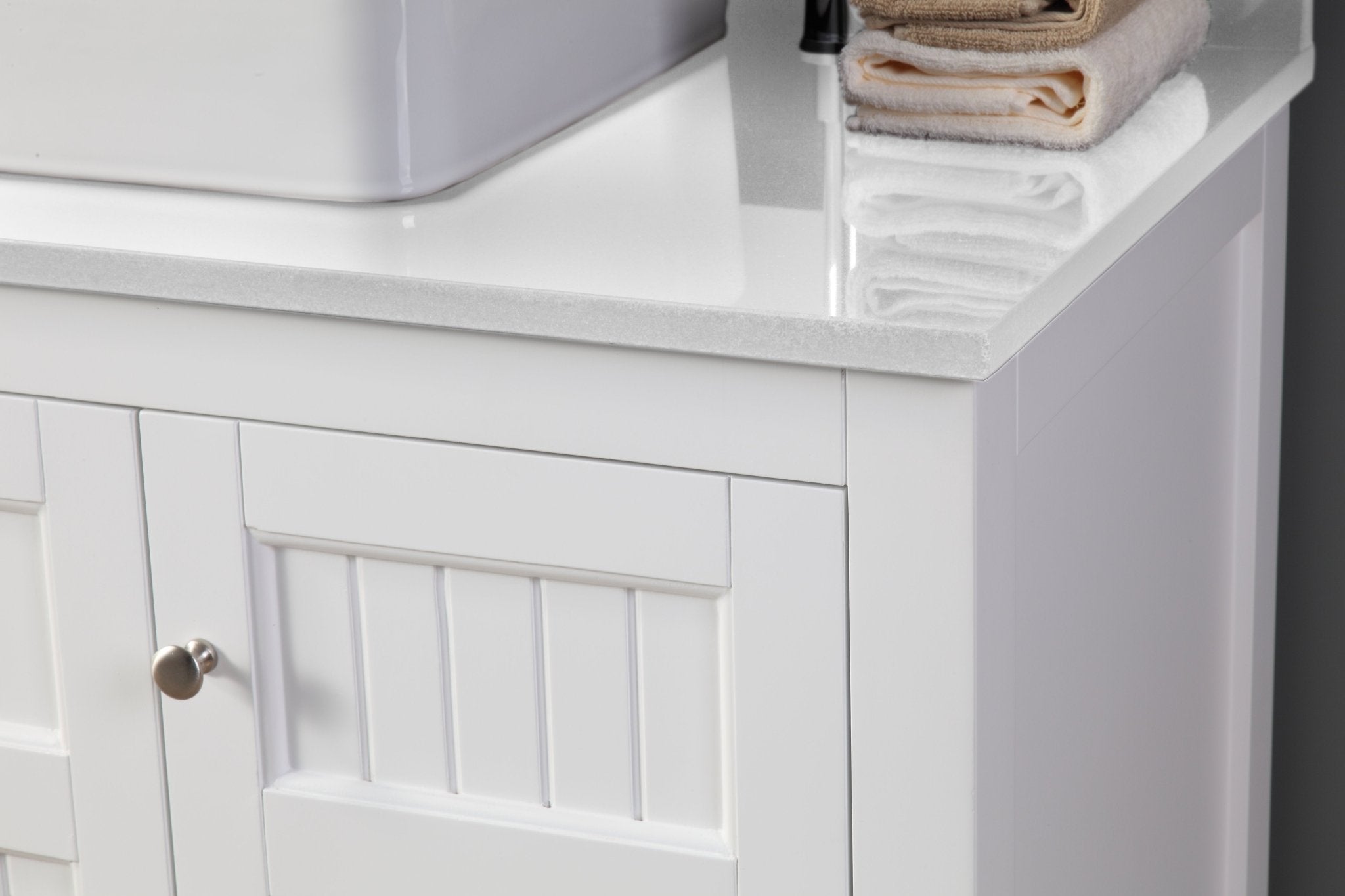 Chans Furniture CF-77888QT 42 Inch White Triadsville Farmhouse Style Vessel Sink Bathroom Vanity