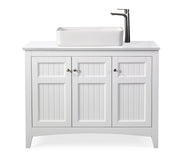 Chans Furniture CF-77888QT 42 Inch White Triadsville Farmhouse Style Vessel Sink Bathroom Vanity