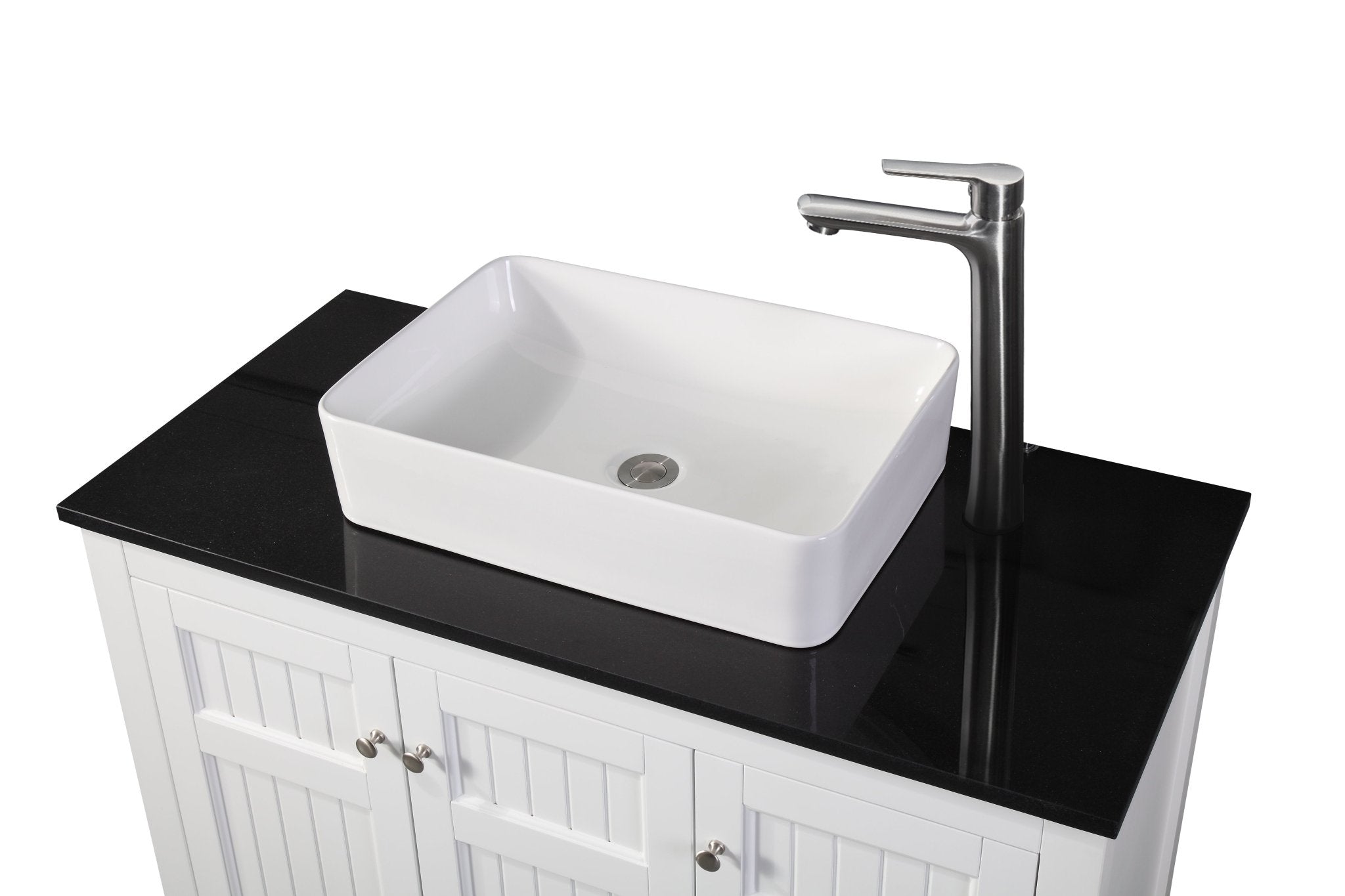 Chans Furniture CF-77888QT 42 Inch White Triadsville Farmhouse Style Vessel Sink Bathroom Vanity