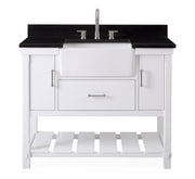 Chans Furniture 7042-WT42-GT 42 Inch Kendia White Farmhouse Sink Style Bathroom Vanity