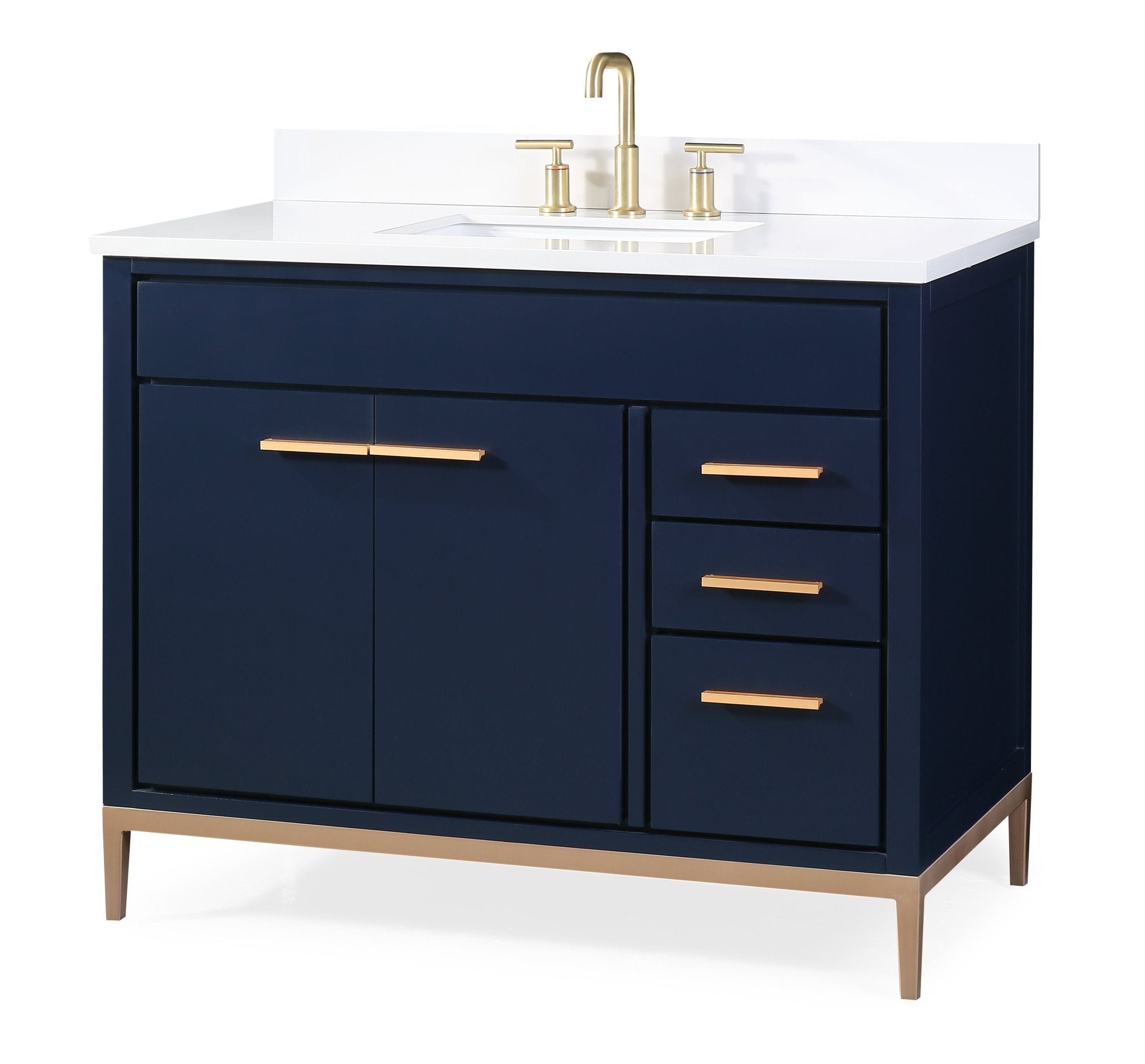 Chans Furniture TB-9444NB-V42-QT 42" Tennant Brand Beatrice Navy Blue Modern Bathroom Sink Vanity