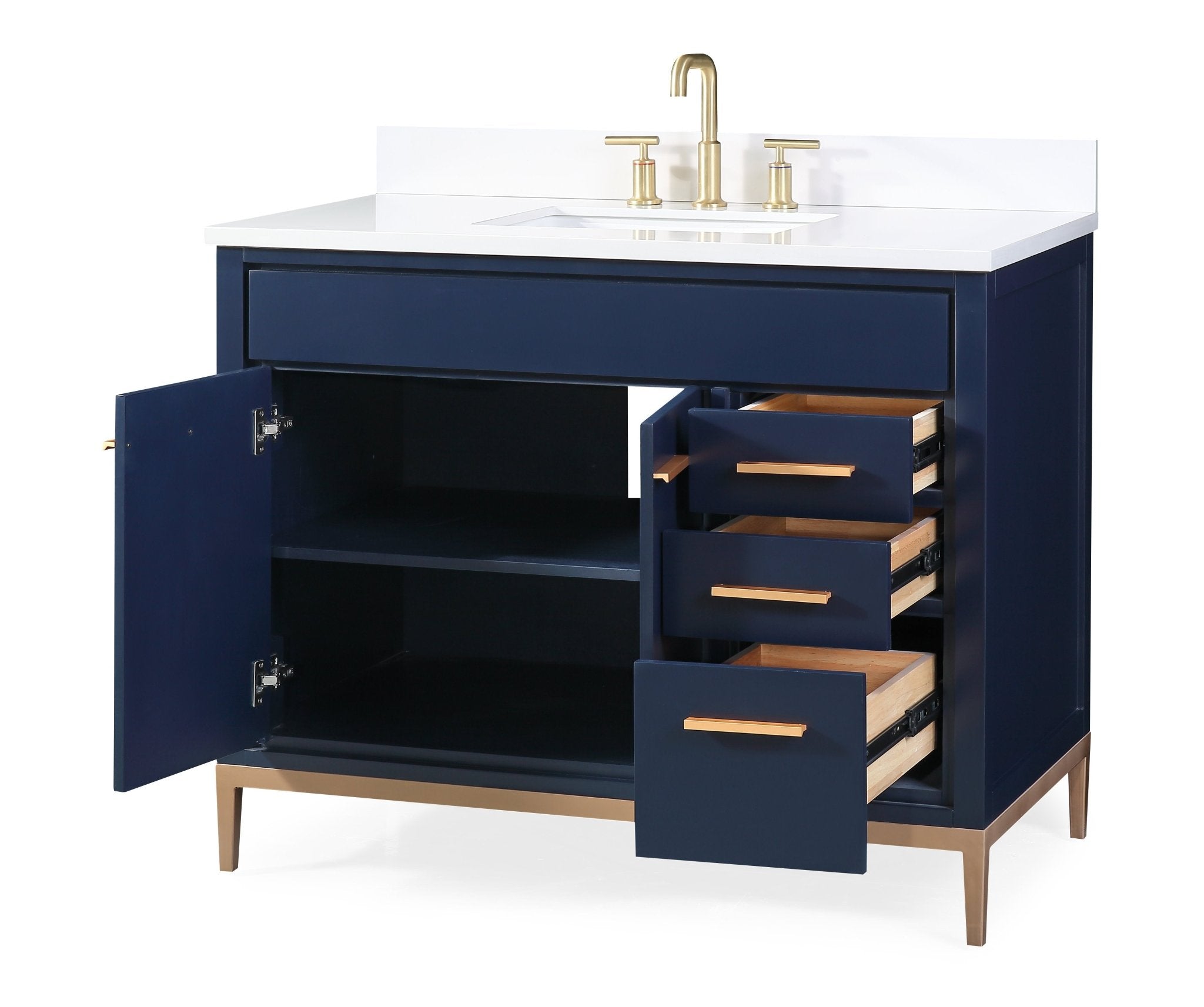 Chans Furniture TB-9444NB-V42-QT 42" Tennant Brand Beatrice Navy Blue Modern Bathroom Sink Vanity