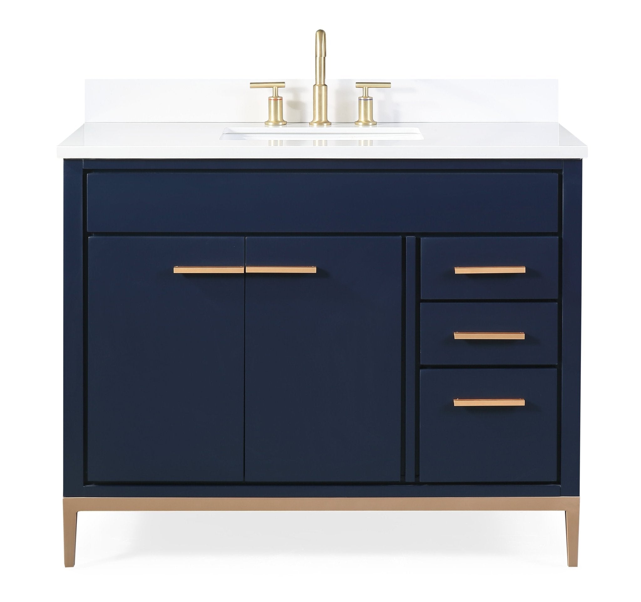Chans Furniture TB-9444NB-V42-QT 42" Tennant Brand Beatrice Navy Blue Modern Bathroom Sink Vanity