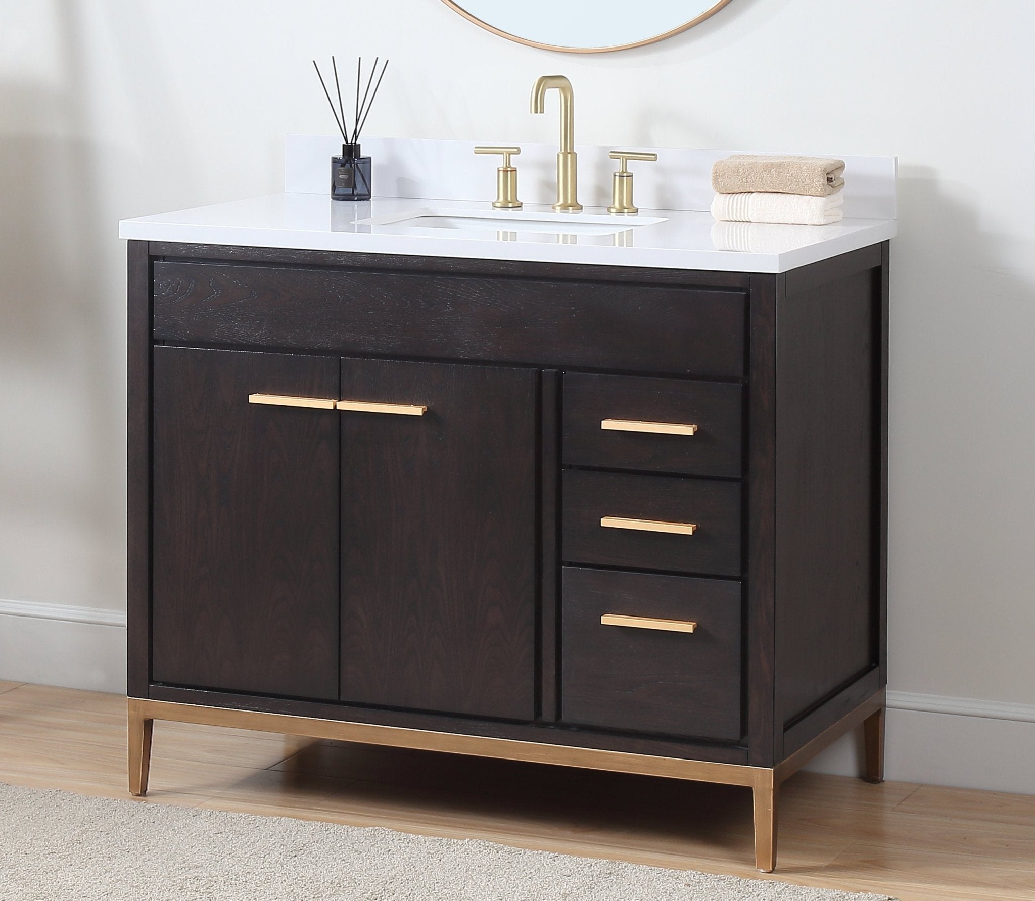 Chans Furniture TB-9433-V42-QT 42"  Tennant Brand Modern Style Beatrice Bathroom Sink Vanity Wenge Finish