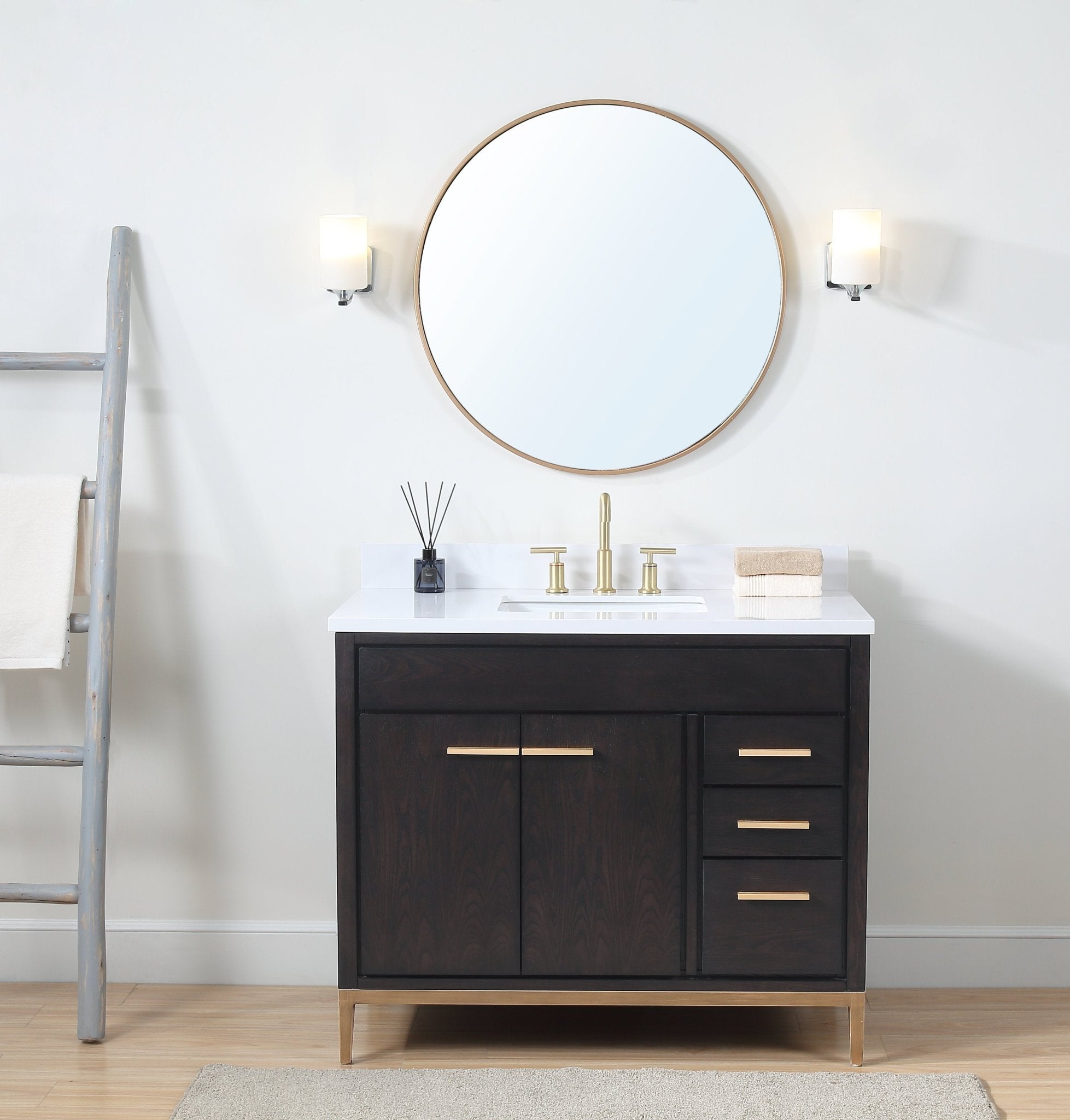 Chans Furniture TB-9433-V42-QT 42"  Tennant Brand Modern Style Beatrice Bathroom Sink Vanity Wenge Finish