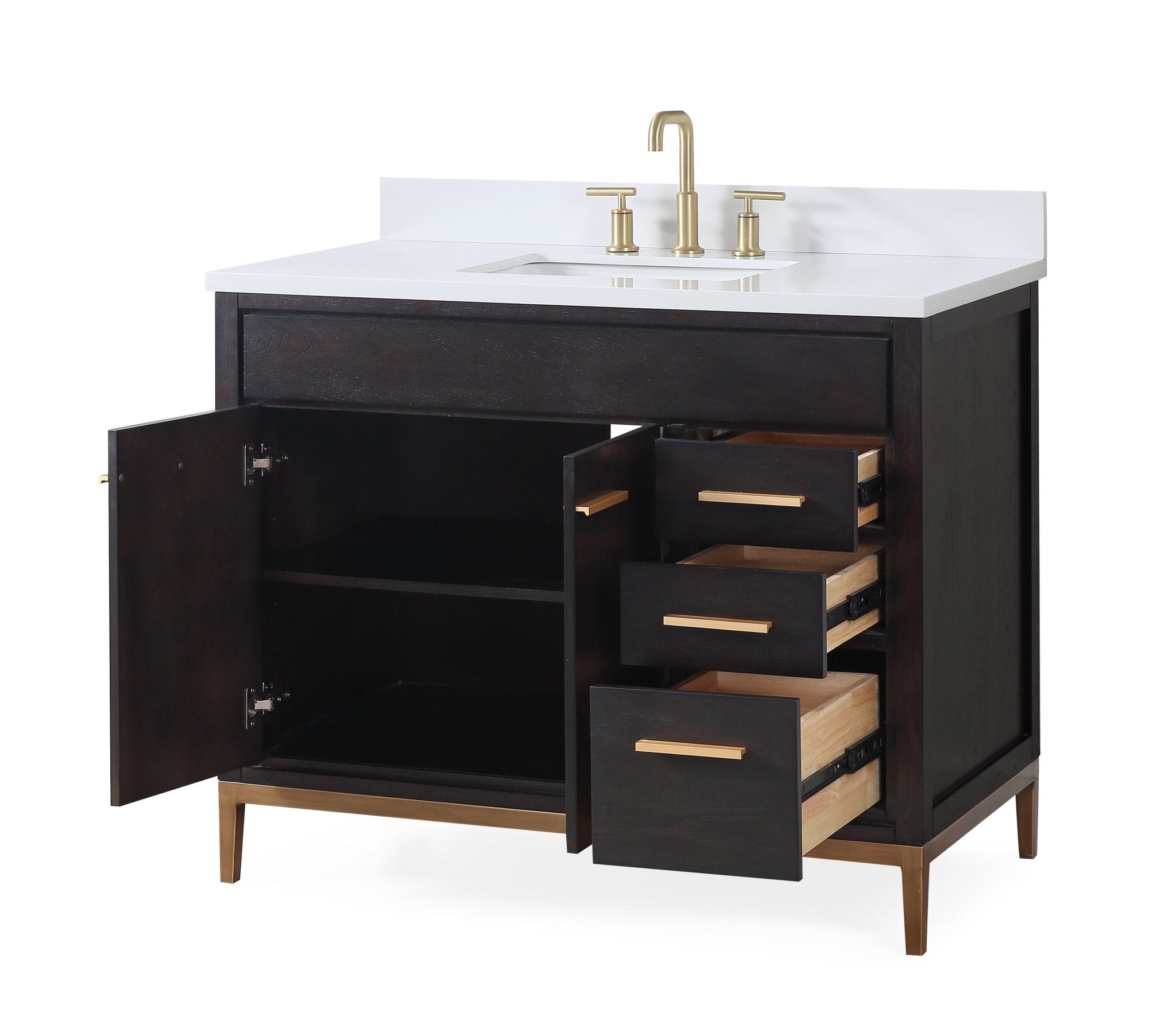 Chans Furniture TB-9433-V42-QT 42"  Tennant Brand Modern Style Beatrice Bathroom Sink Vanity Wenge Finish