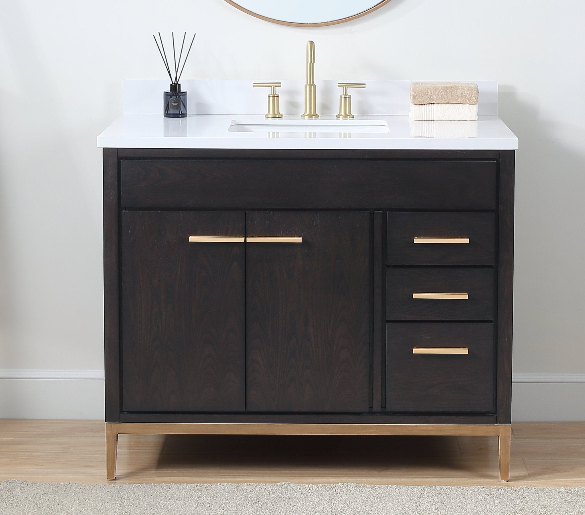 Chans Furniture TB-9433-V42-QT 42"  Tennant Brand Modern Style Beatrice Bathroom Sink Vanity Wenge Finish