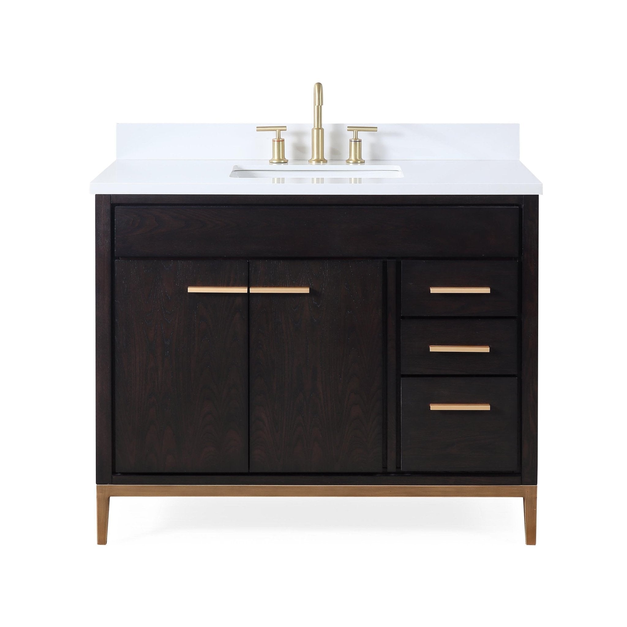 Chans Furniture TB-9433-V42-QT 42"  Tennant Brand Modern Style Beatrice Bathroom Sink Vanity Wenge Finish